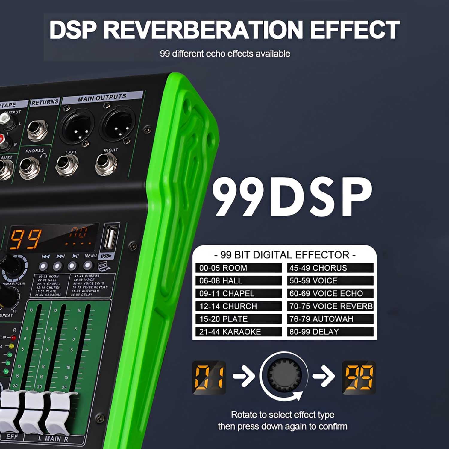 BL-06FX six channel professional mixing console view 2