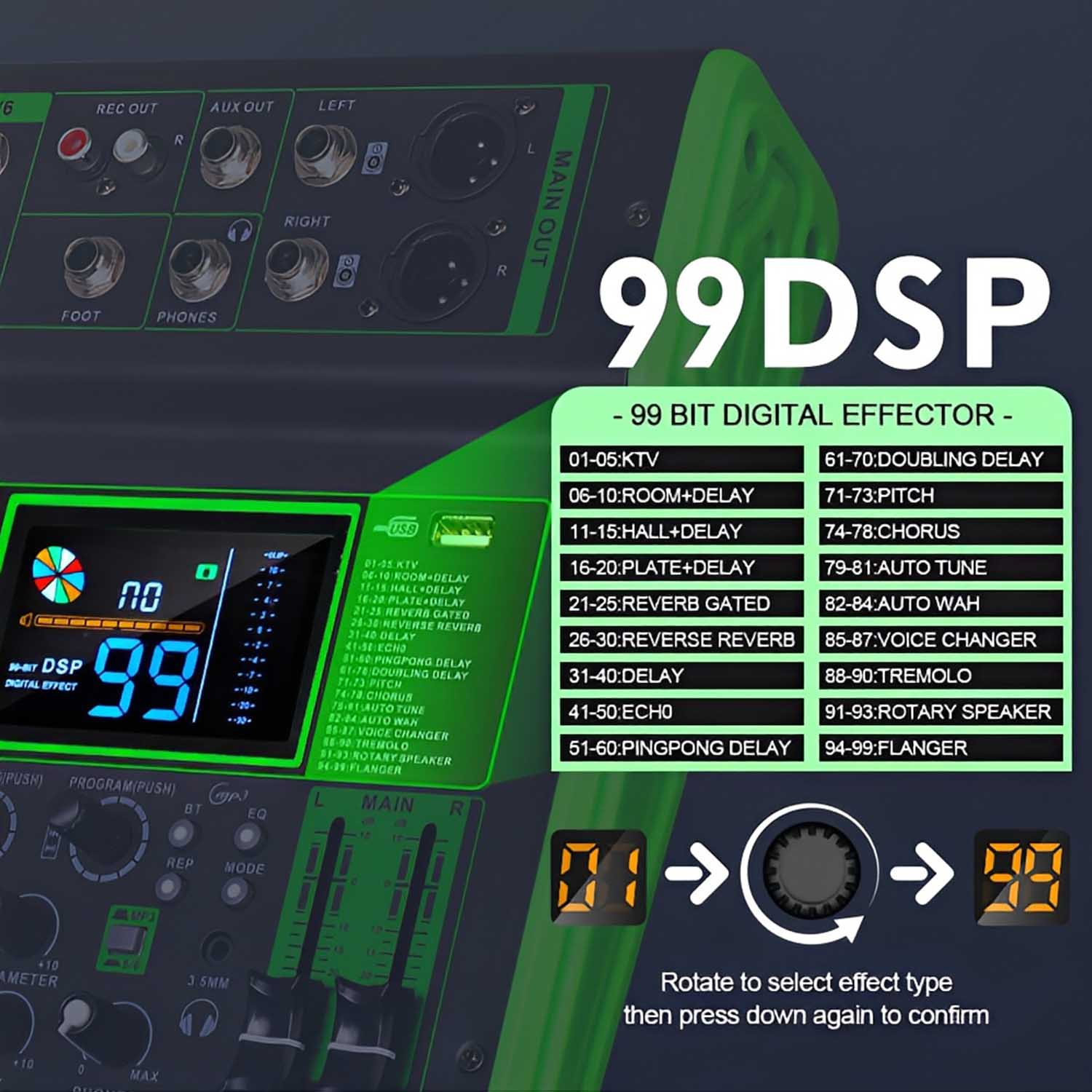 BOS-04 4 channel professional mixing console view 4