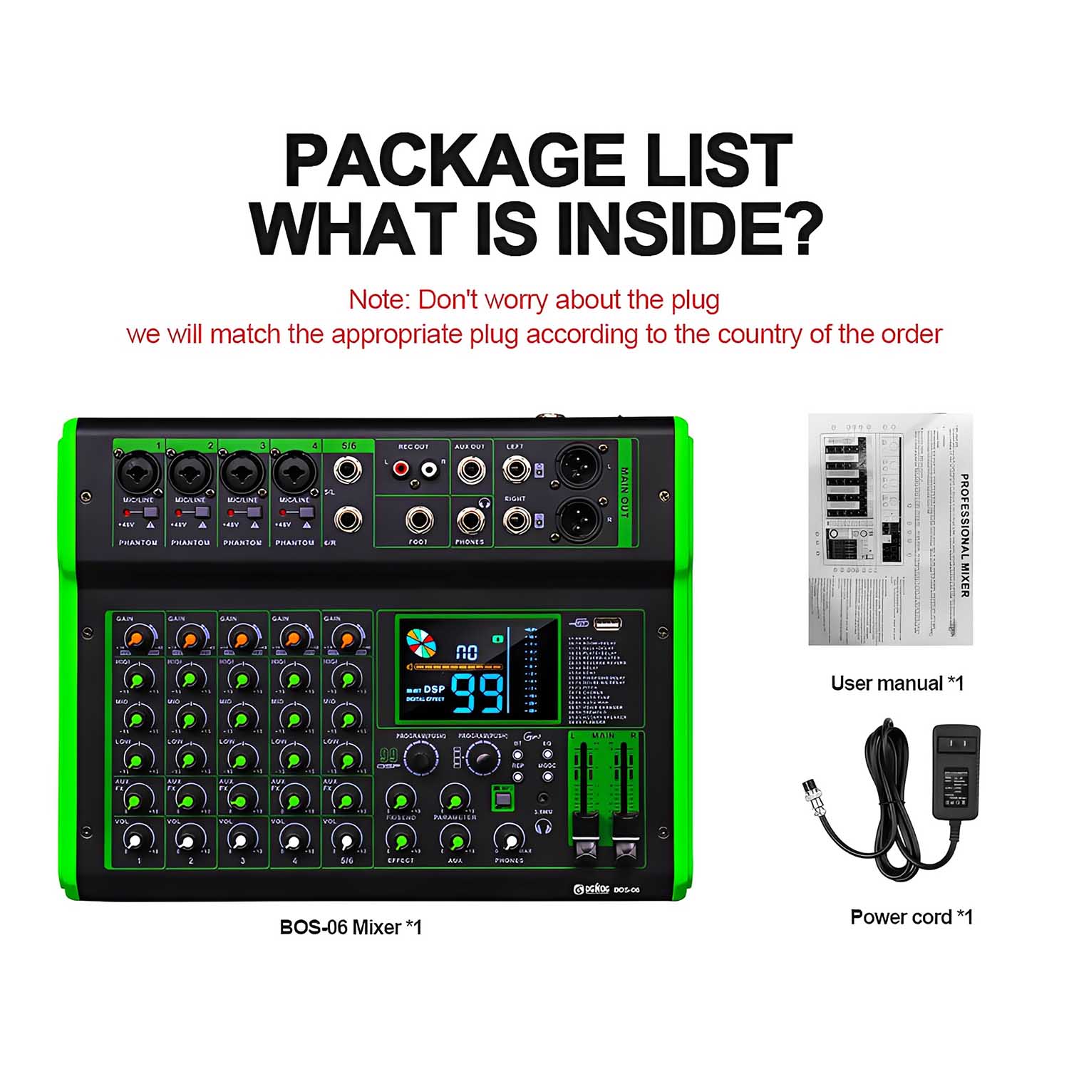 BOS-06 6 channel professional mixing console view 5