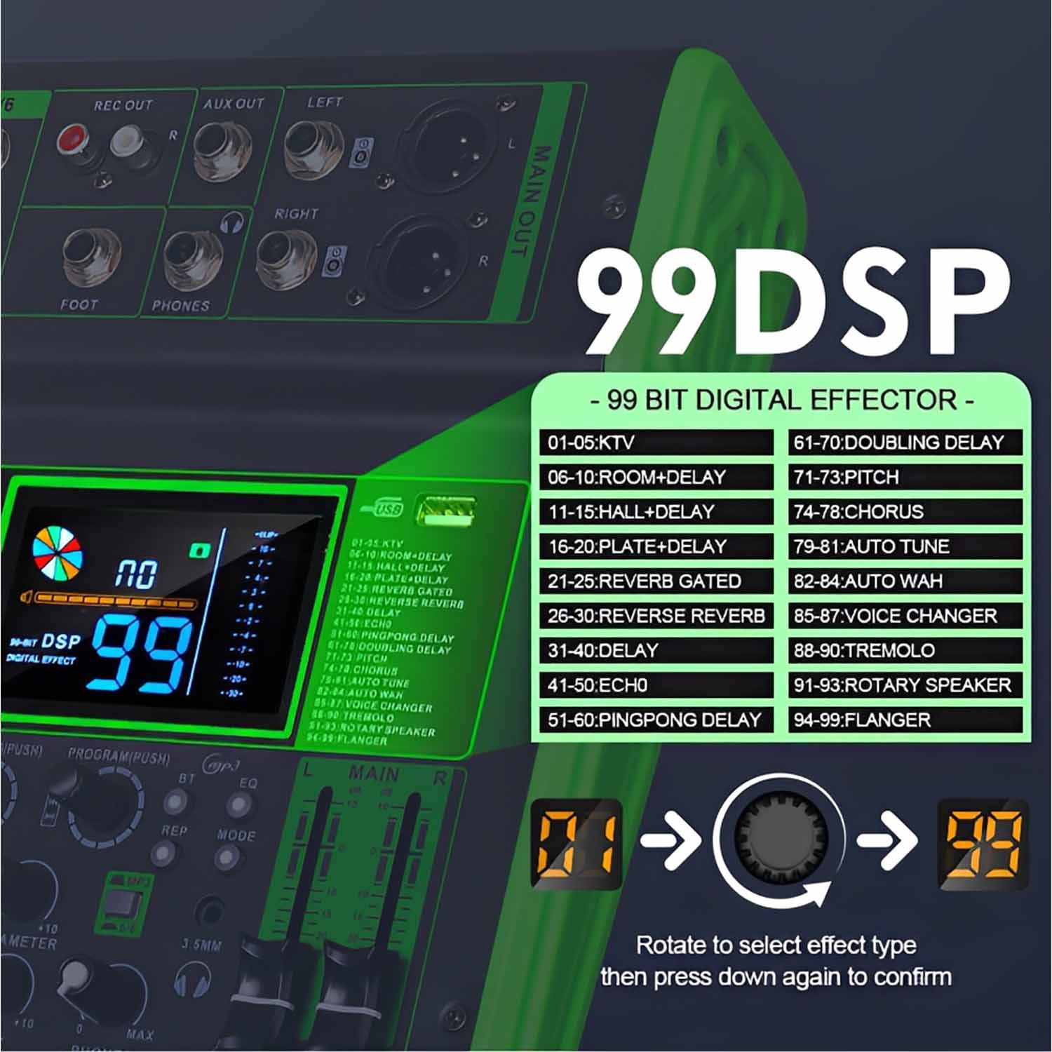 BOS-06 6 channel professional mixing console view 3
