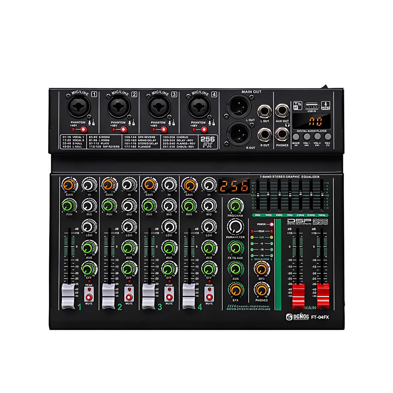 FT-04FX 4 channel professional mixing console view 1