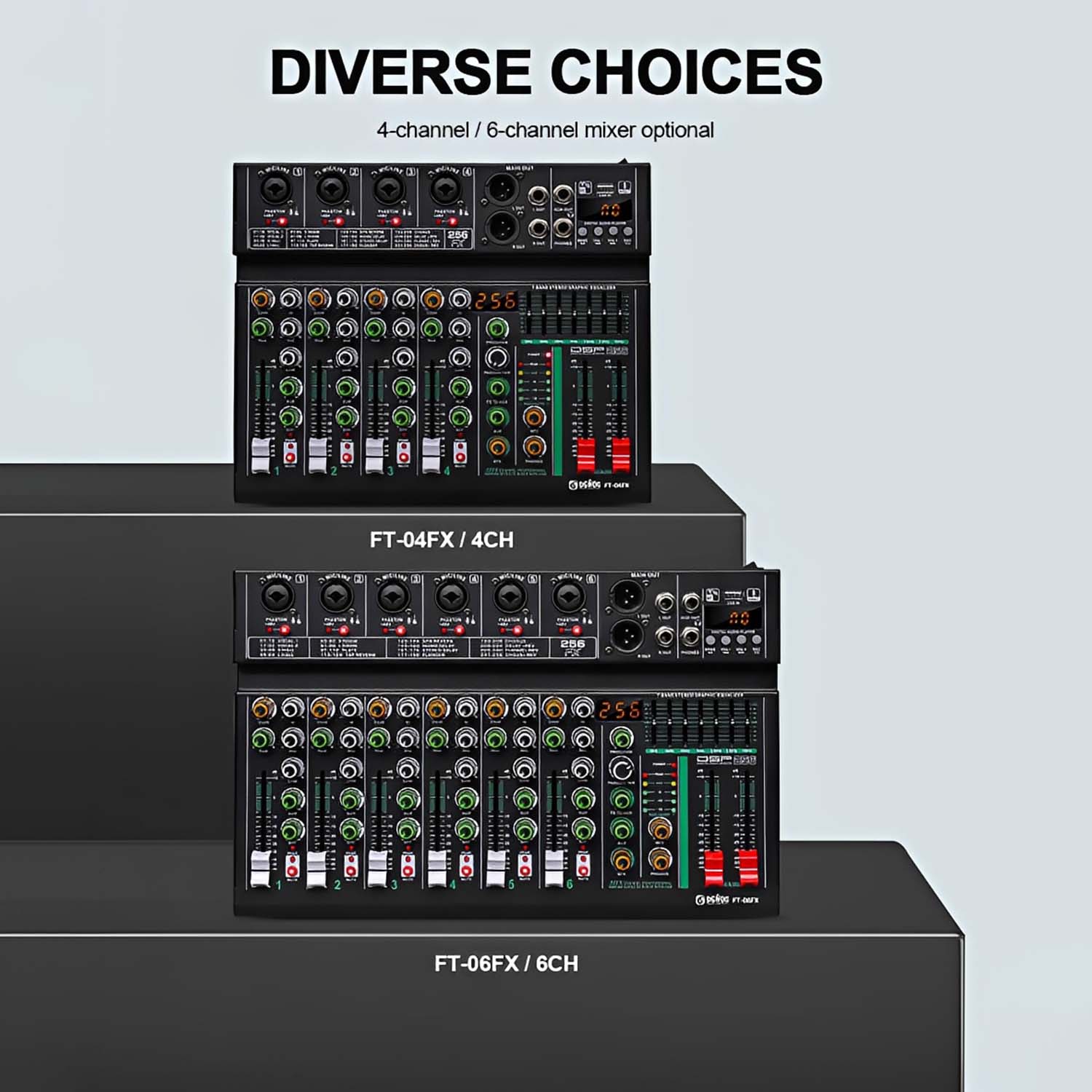 FT-04FX 4 channel professional mixing console view 5