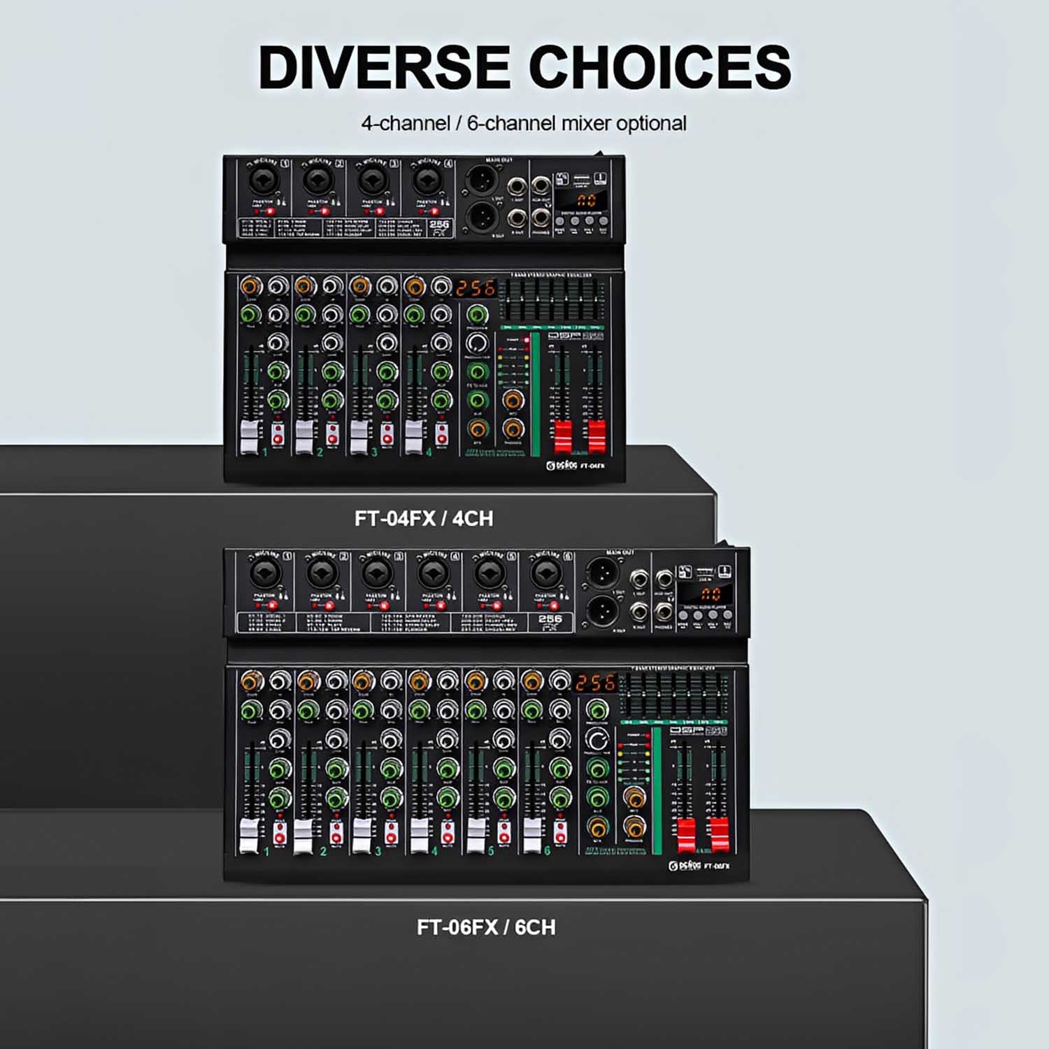 FT-06FX 6 channel professional mixing console view 4