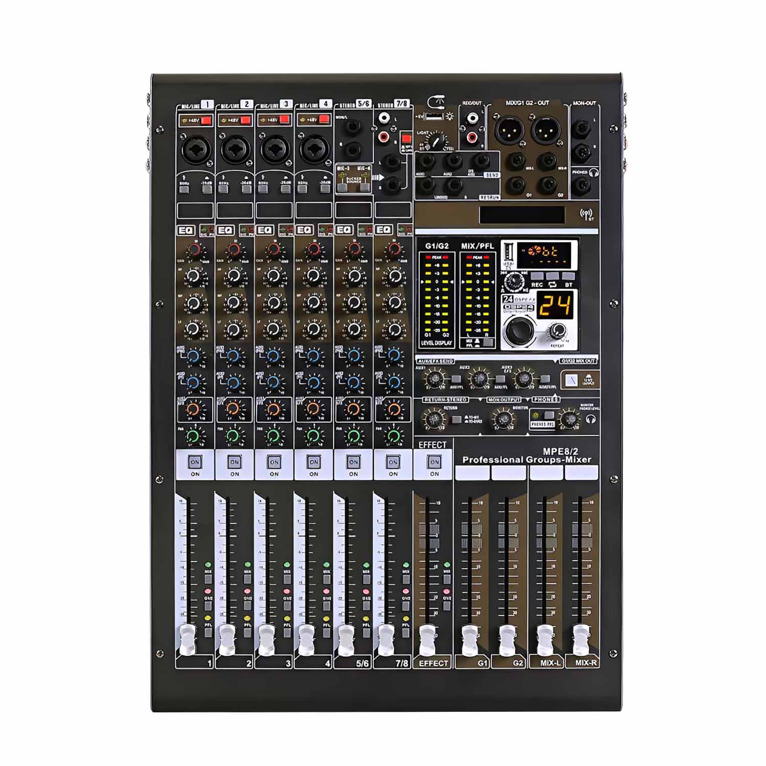 MPE8/2 professional analog mixing console view 1