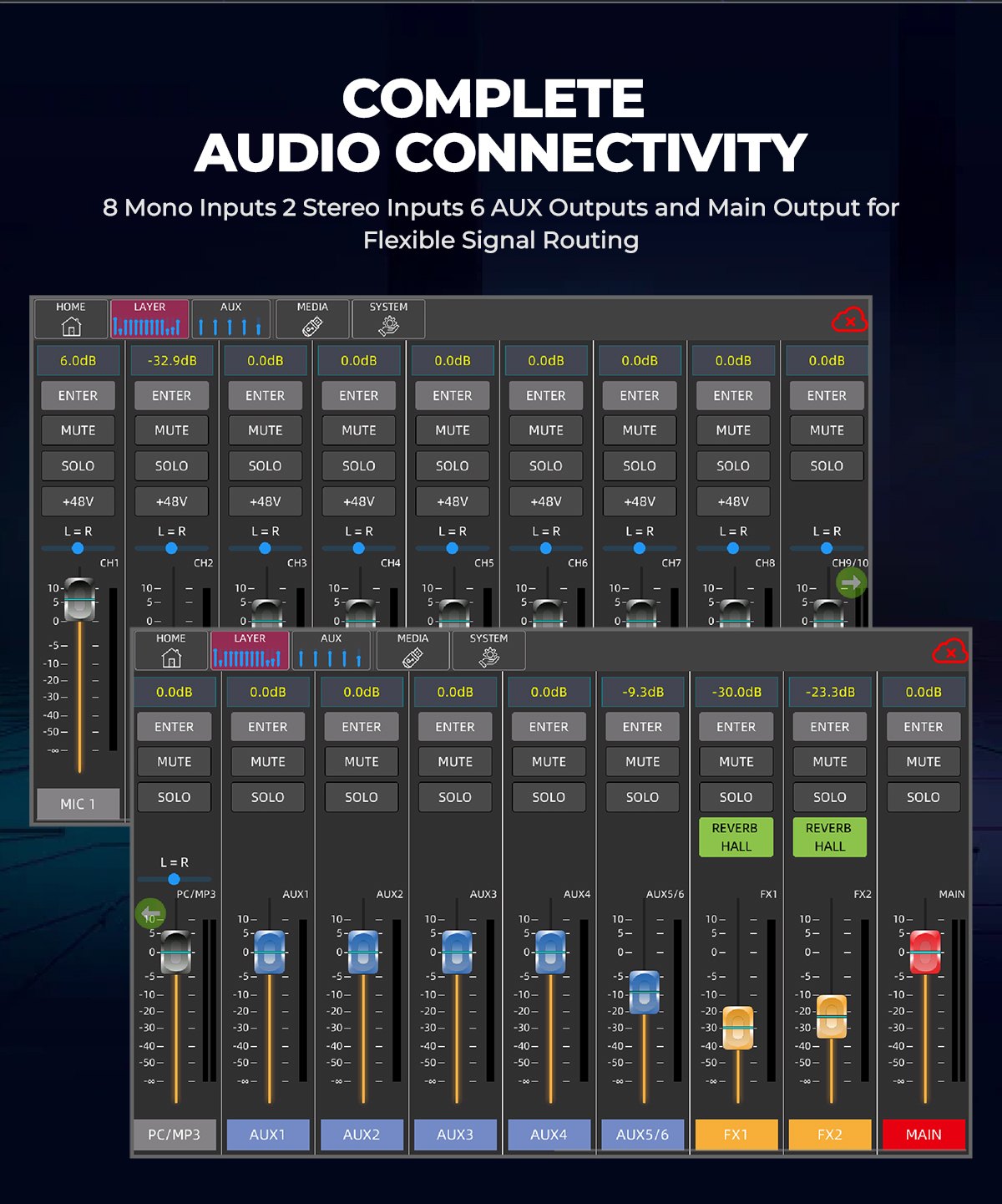 X16 16 channel professional digital mixer view 2