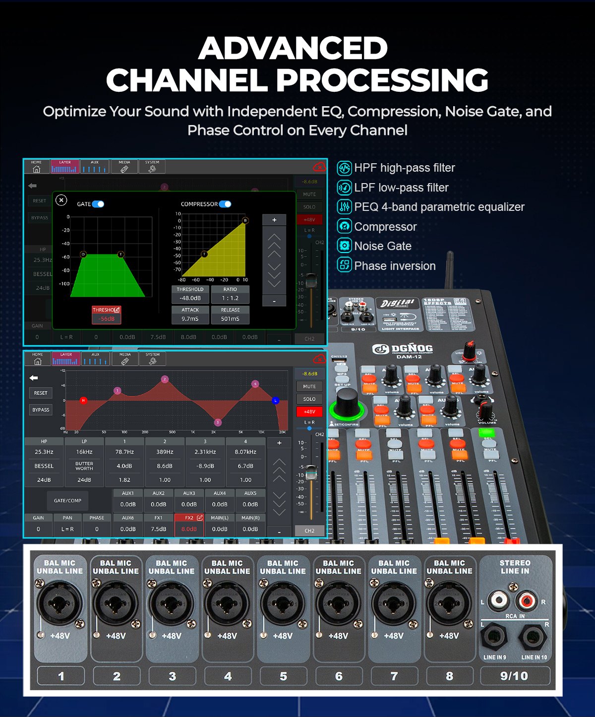 X16 16 channel professional digital mixer view 3