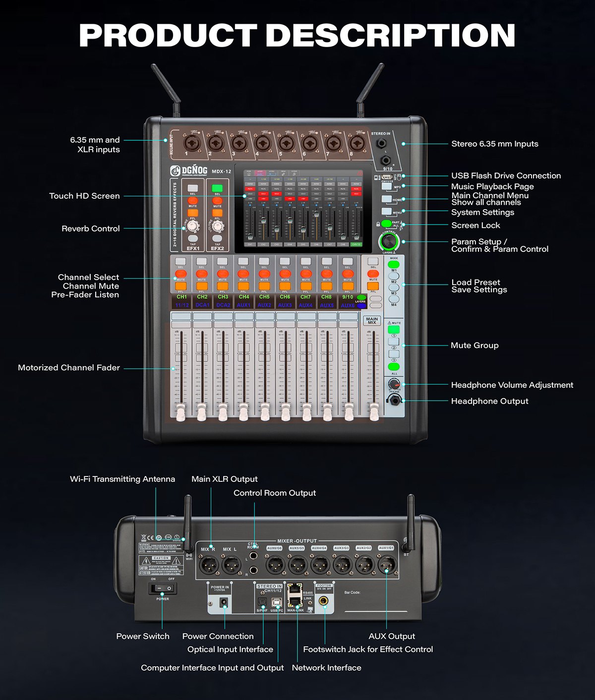 MDX-20 professional digital mixer view 4