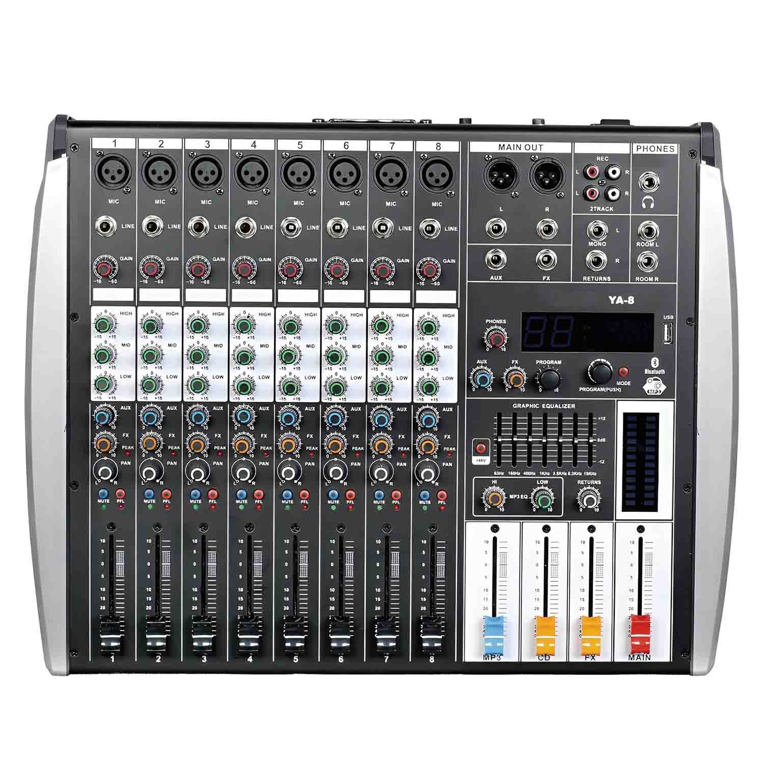 YA-6 professional powered mixing console view 1