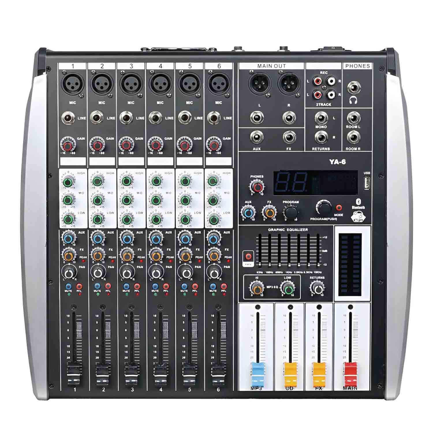 YA-6 professional powered mixing console view 2