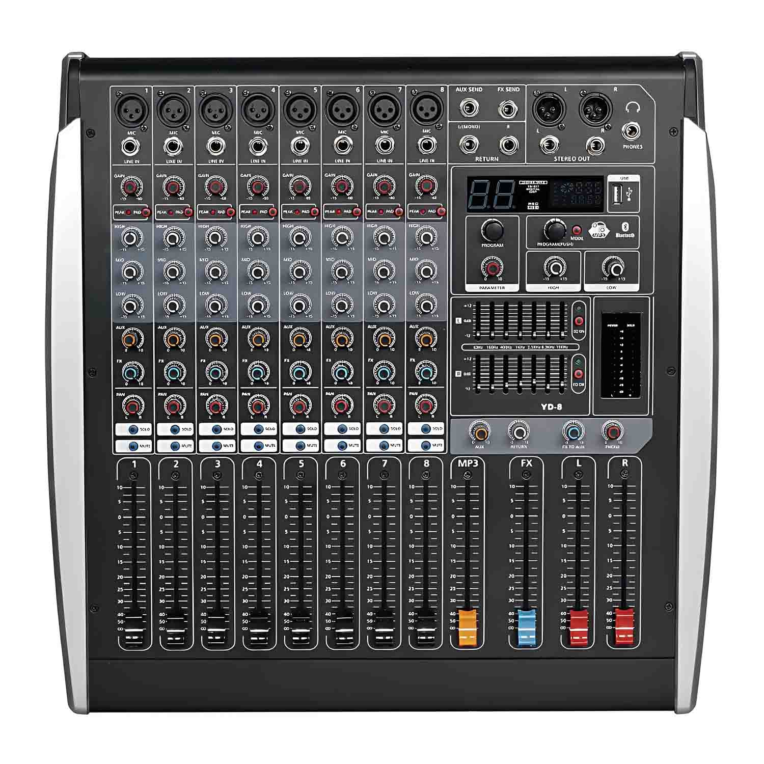 YD-12 professional powered mixing console view 1