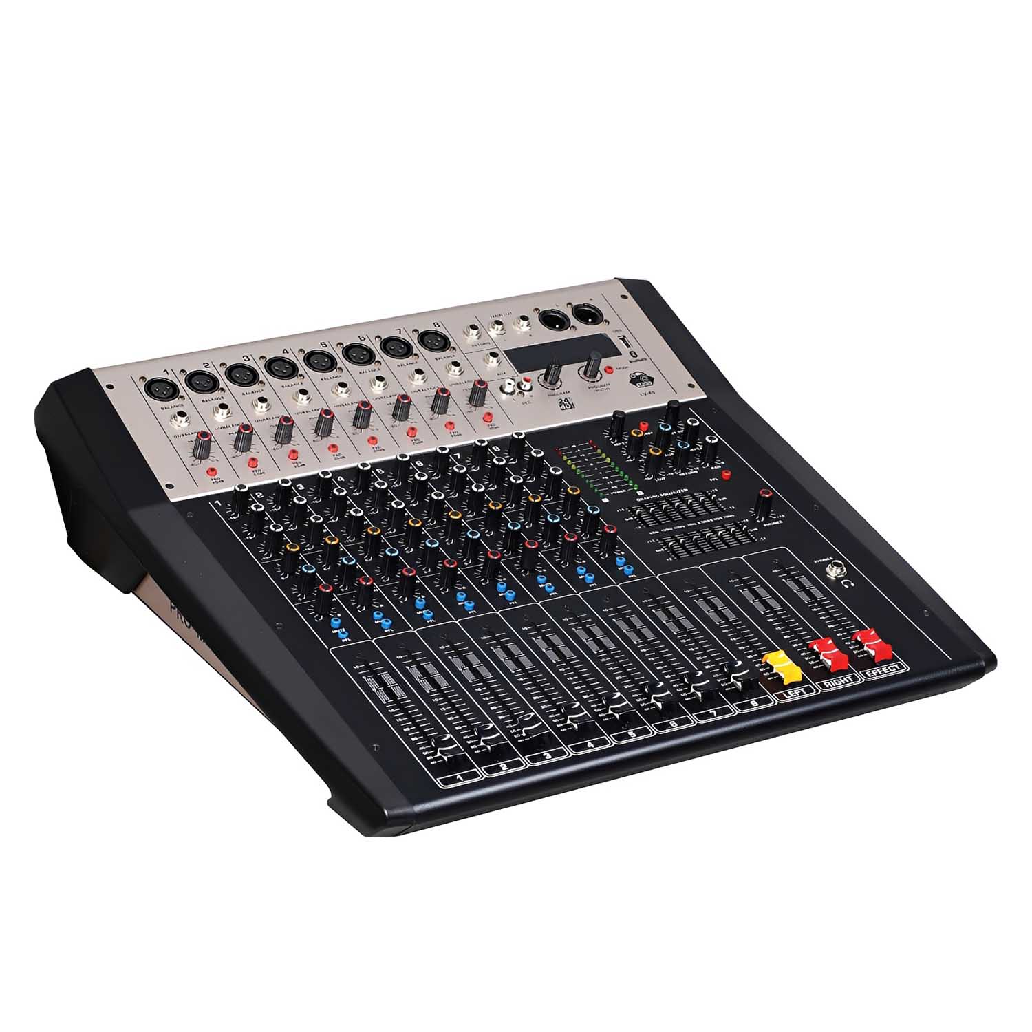 LV-60 professional powered mixing console view 2