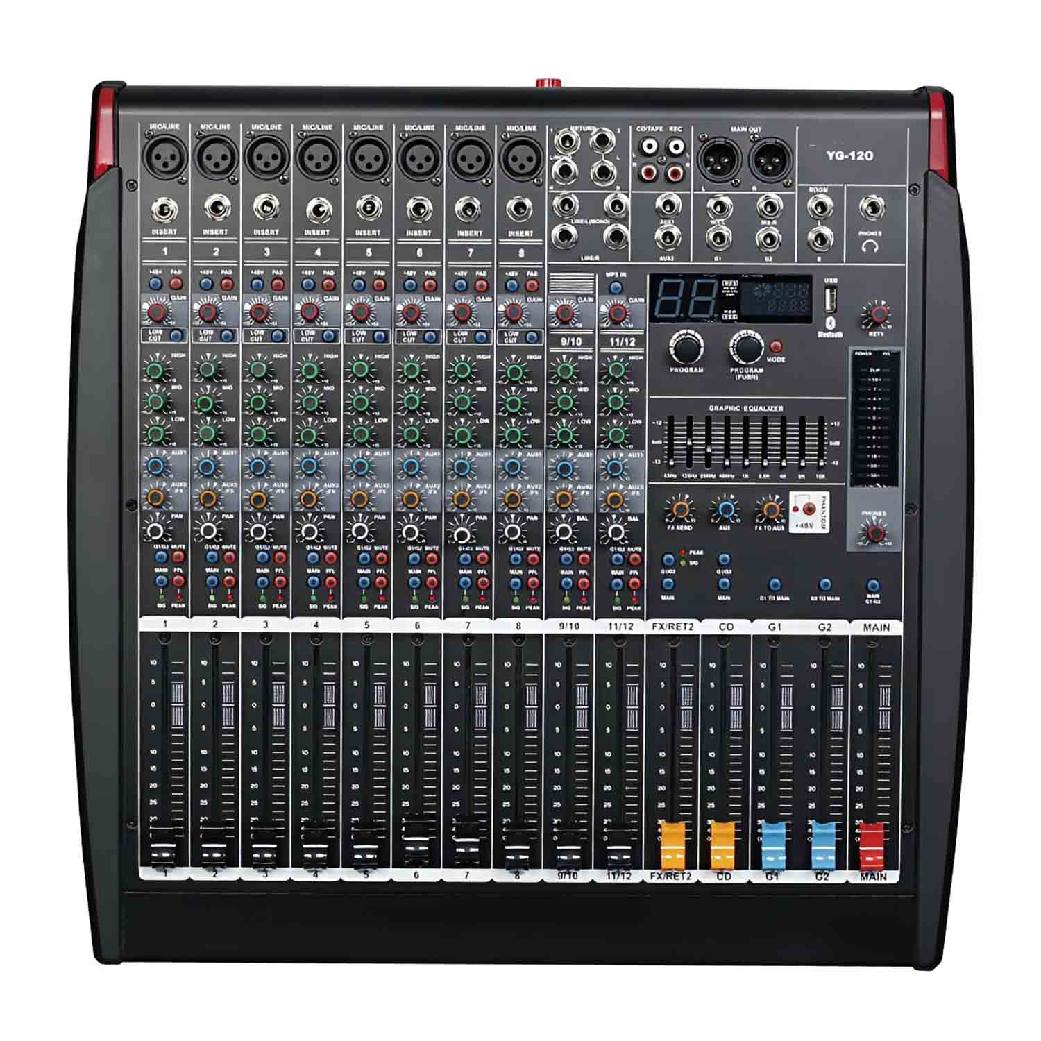 YG-160 professional powered mixing console view 1