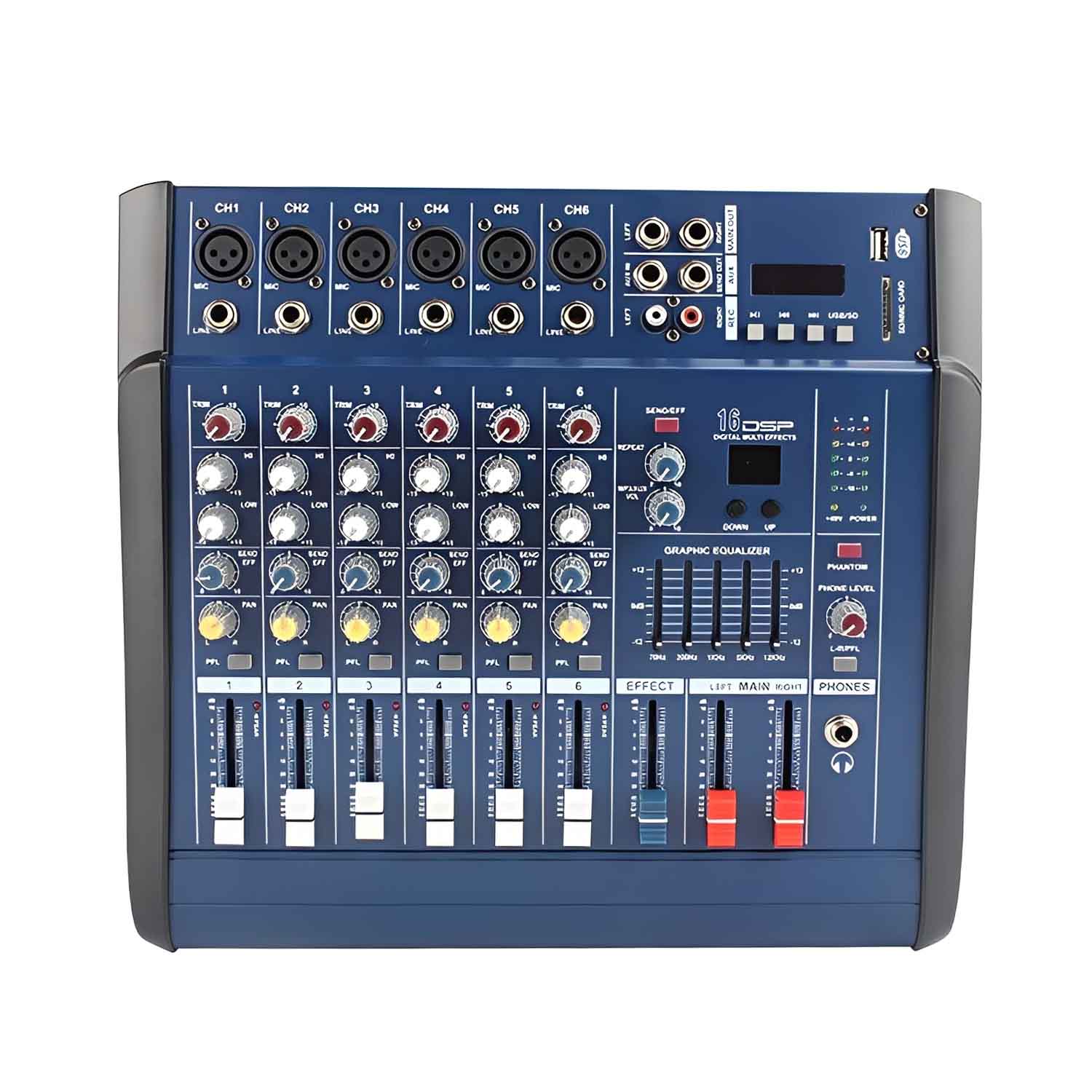 PMX-802D professional powered mixing console view 1