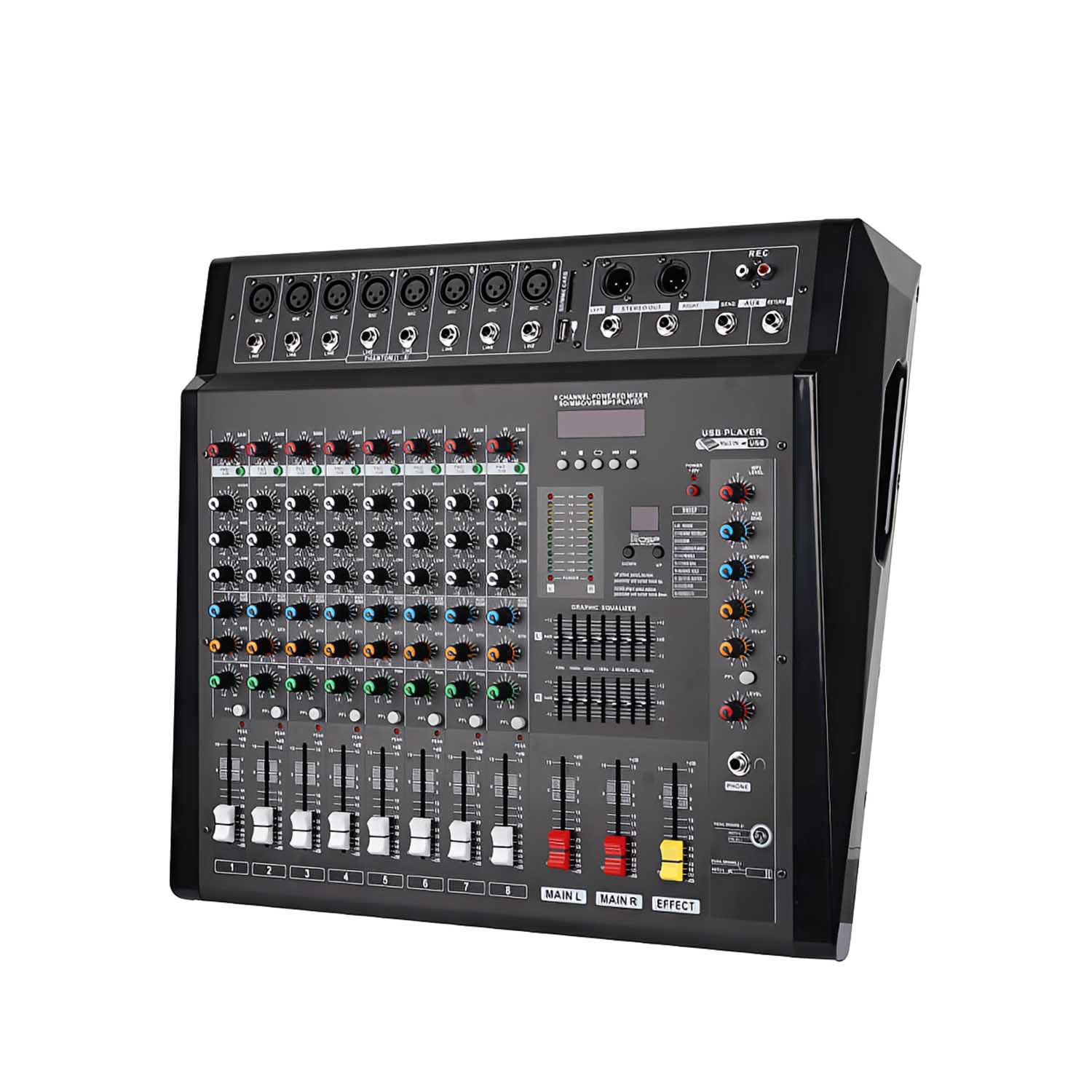 PMX-1208D professional powered mixing console view 2