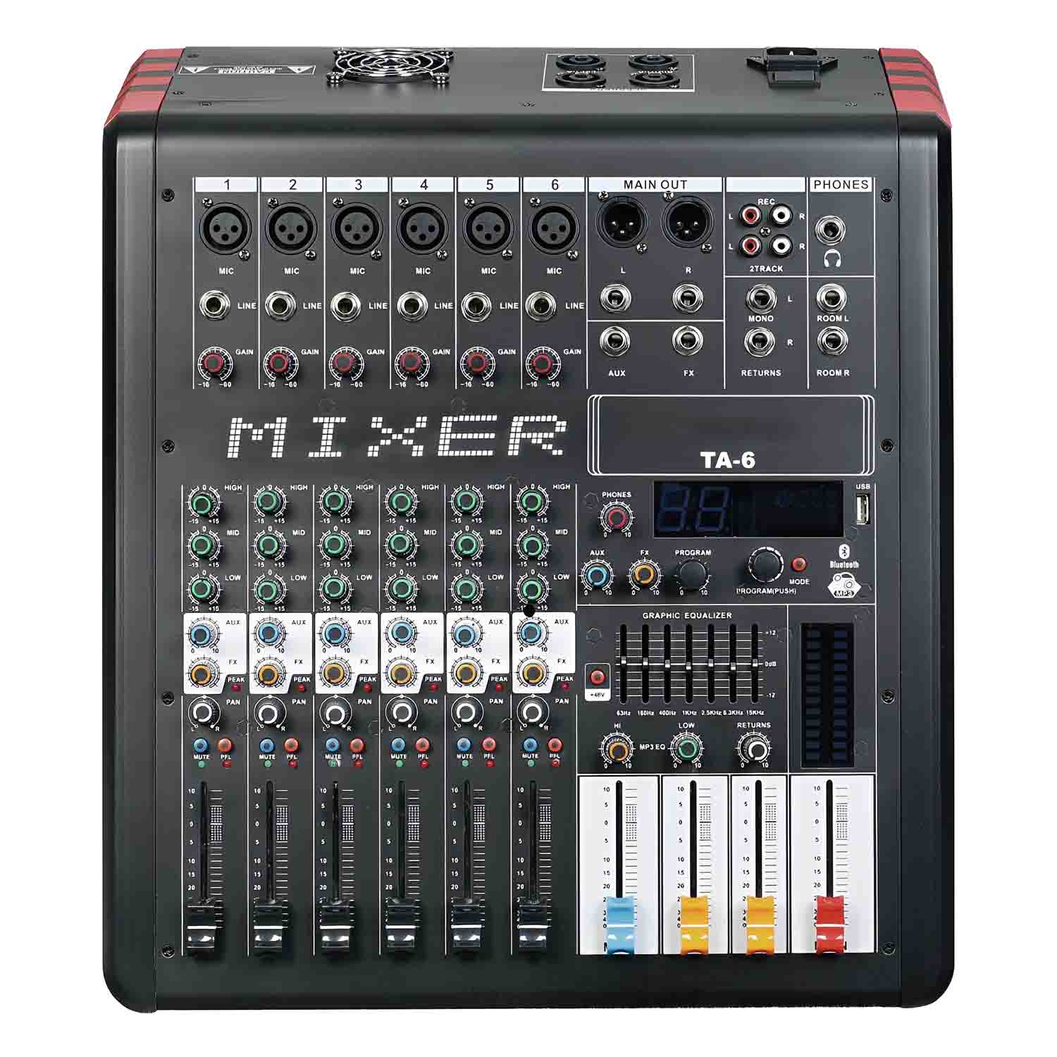 TA-80 professional powered mixing console view 1
