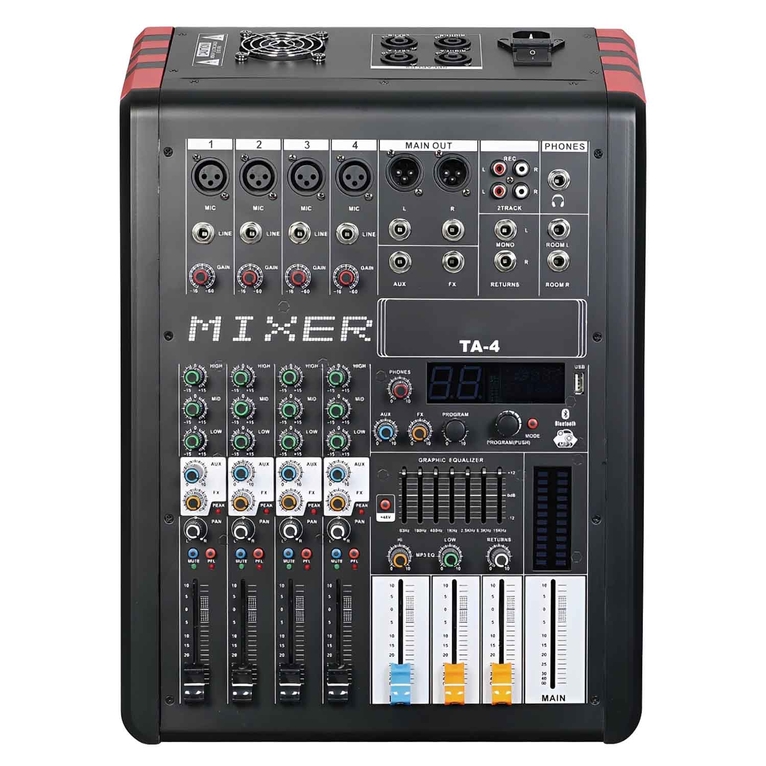 TA-80 professional powered mixing console view 2
