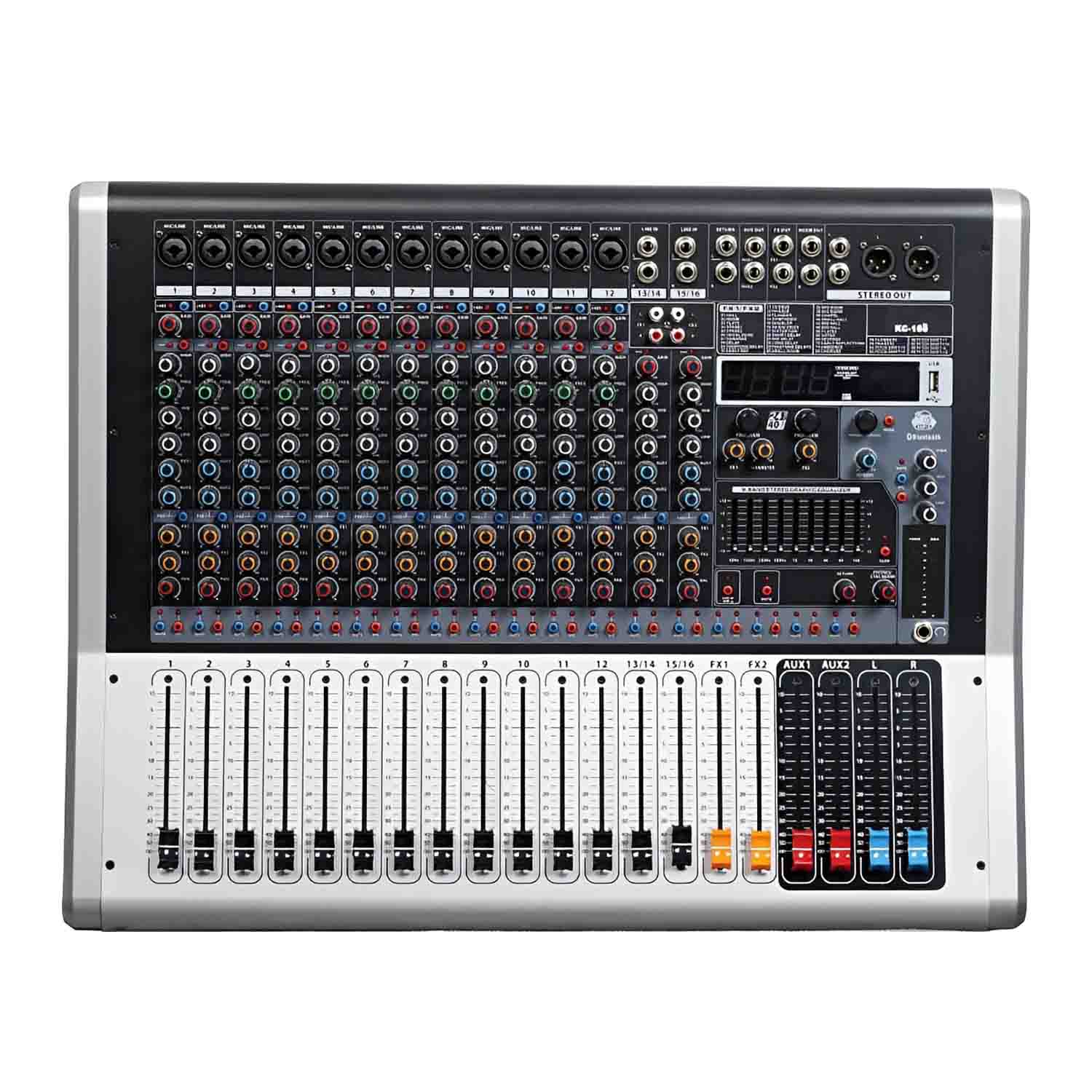 KC-160 professional powered mixing console view 2