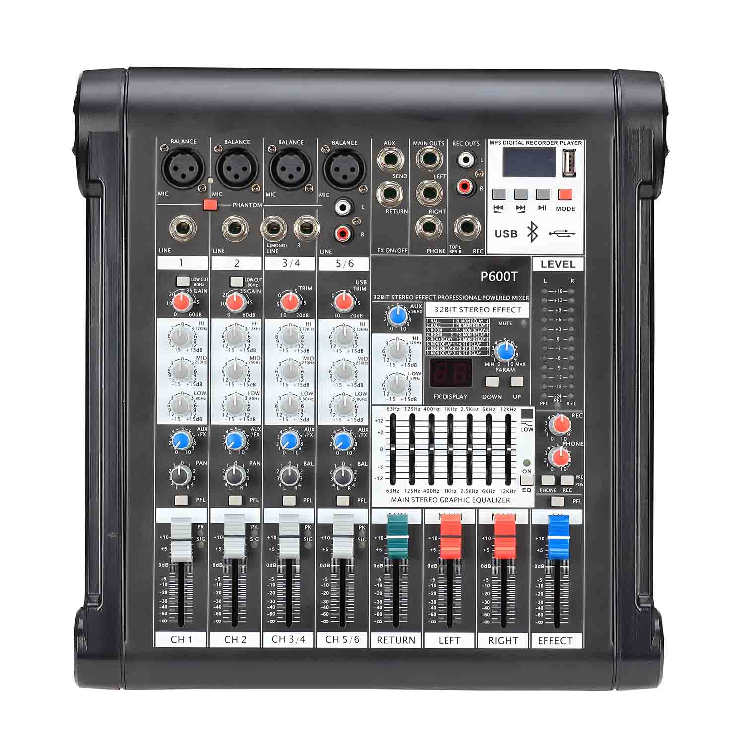 P600T professional powered audio mixer view 1