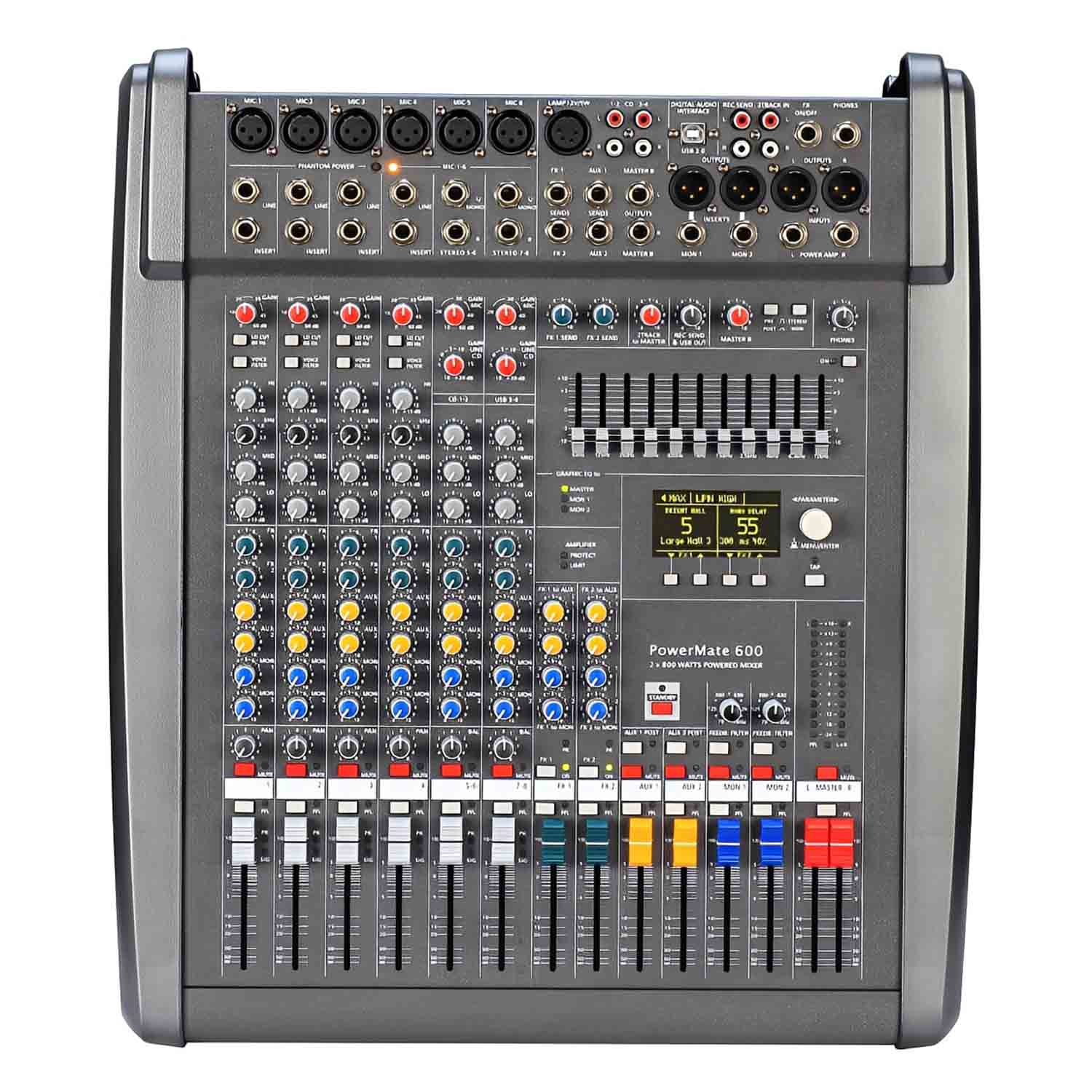 PM600-3 professional powered audio mixer view 1