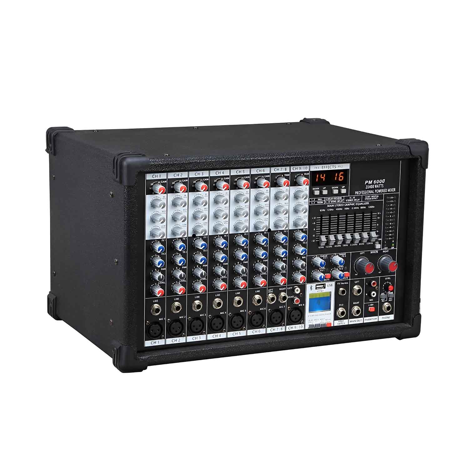 PM6000 professional powered mixer view 3