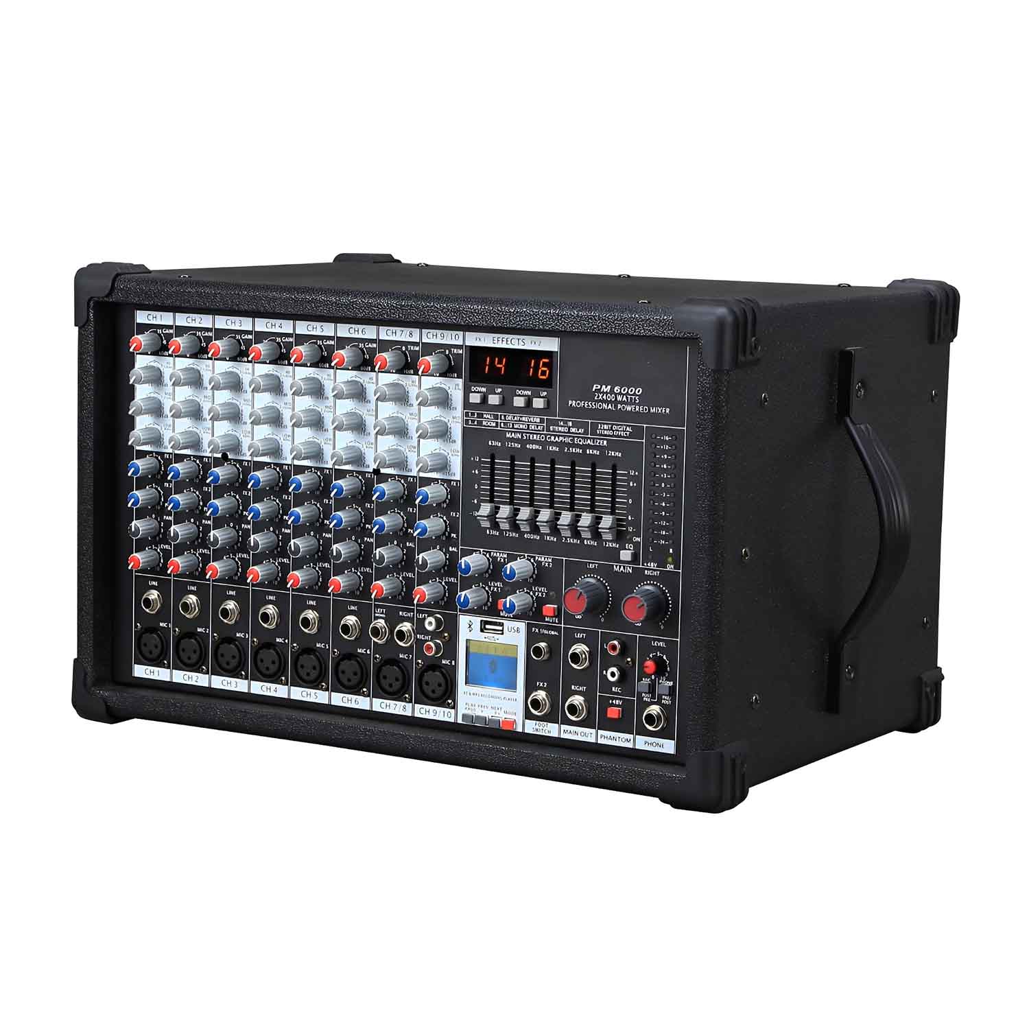 PM6000 professional powered mixer view 2