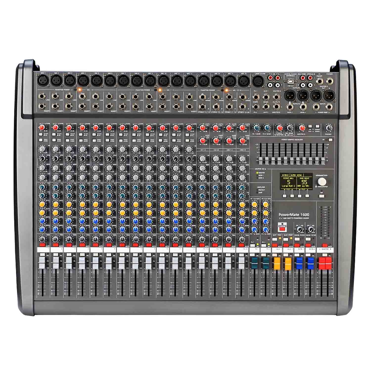 PM1600-3 professional powered audio mixer view 1
