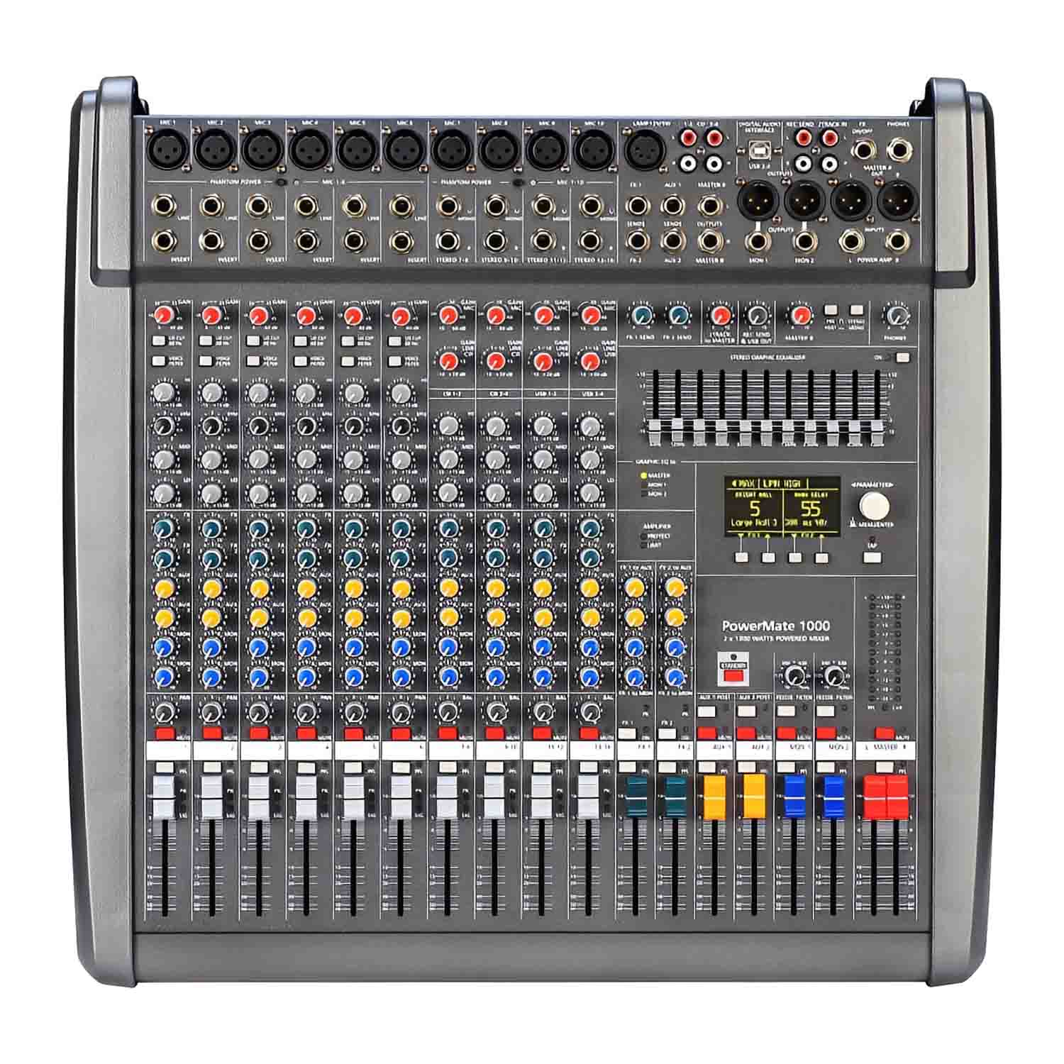 PM1000-3 professional powered audio mixer view 1