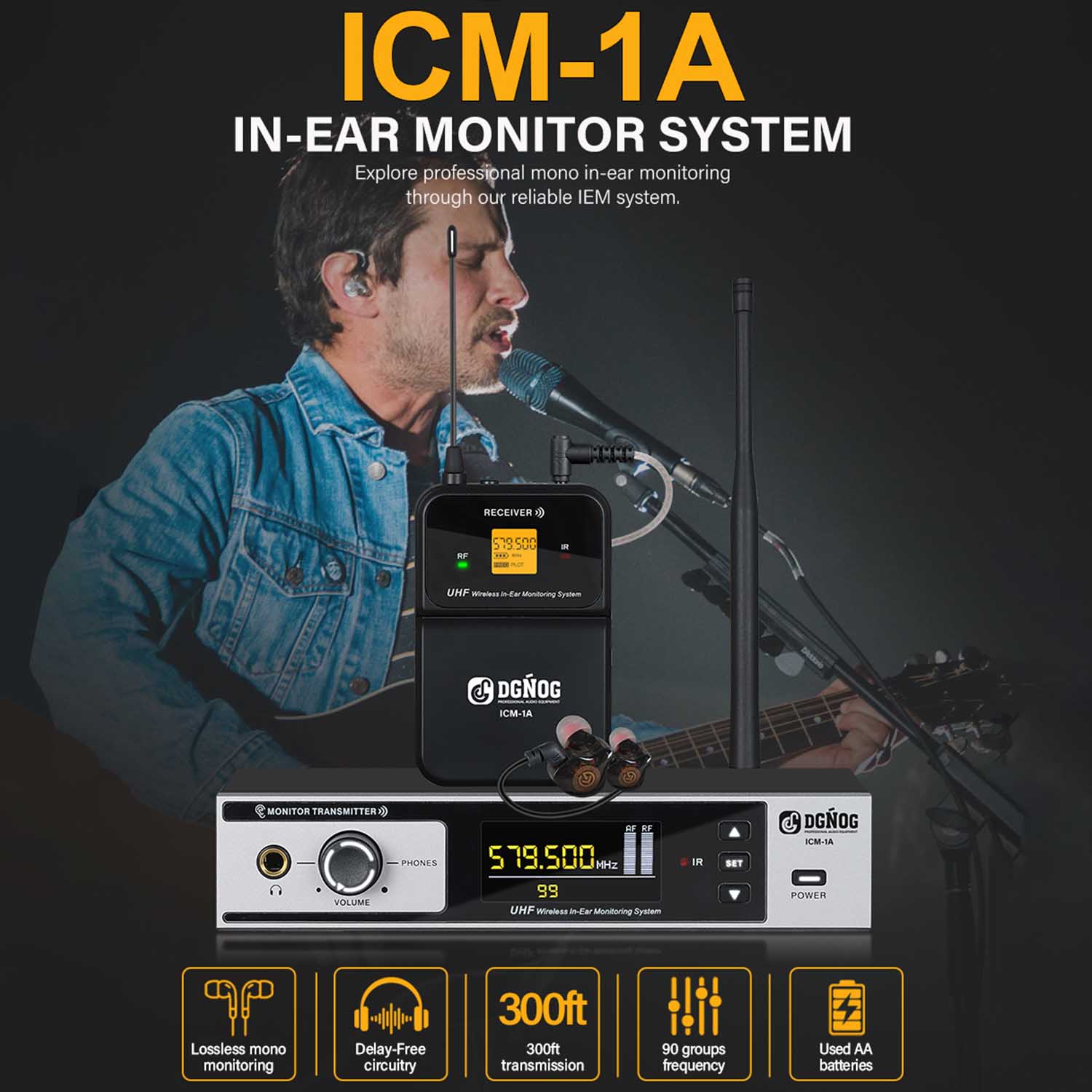 ICM-1A wireless in ear monitoring system view 3