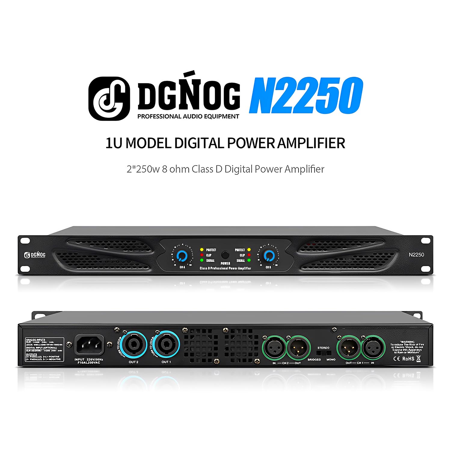N2250 digital power amplifier view 2