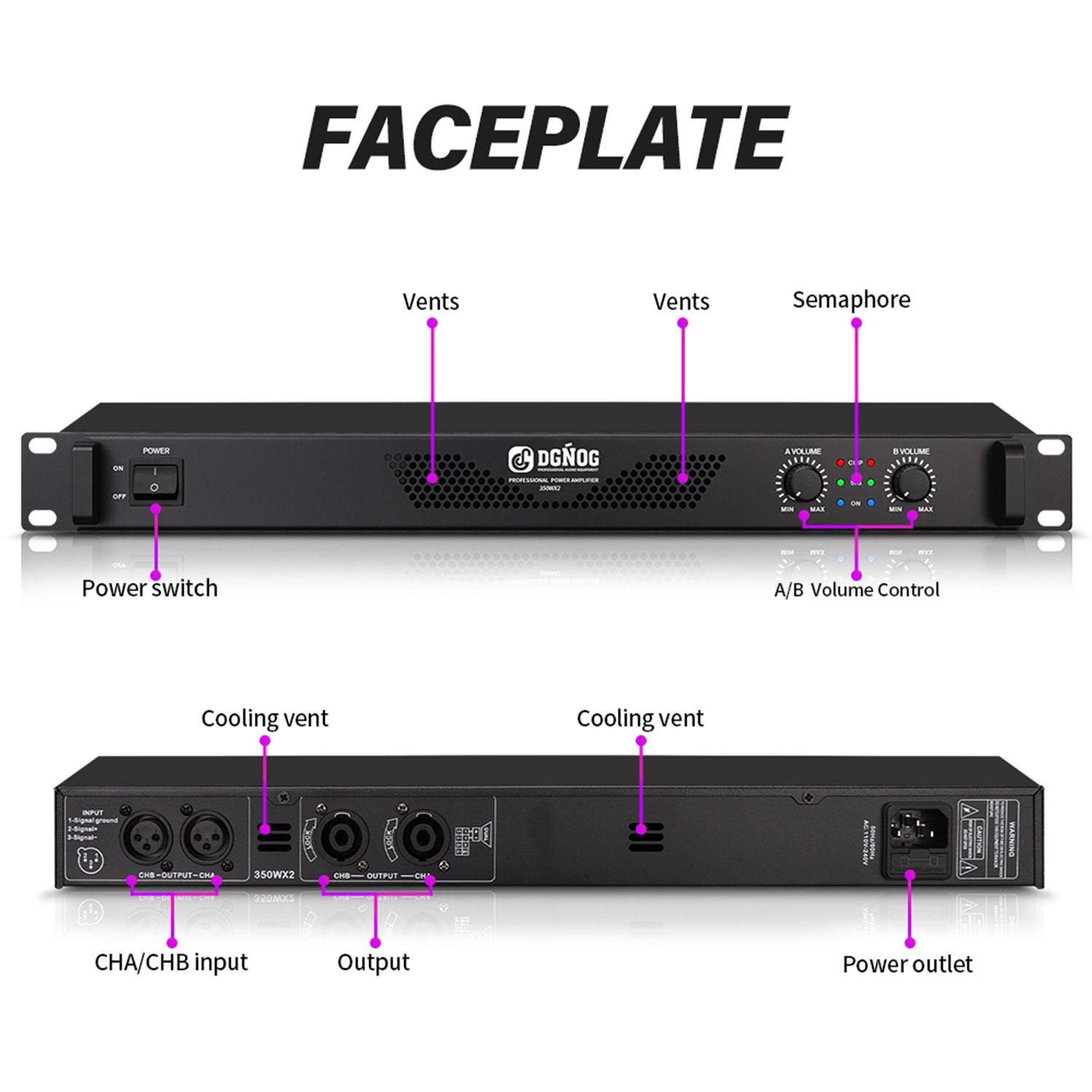 DA2200 2 channel digital power amplifier view 3