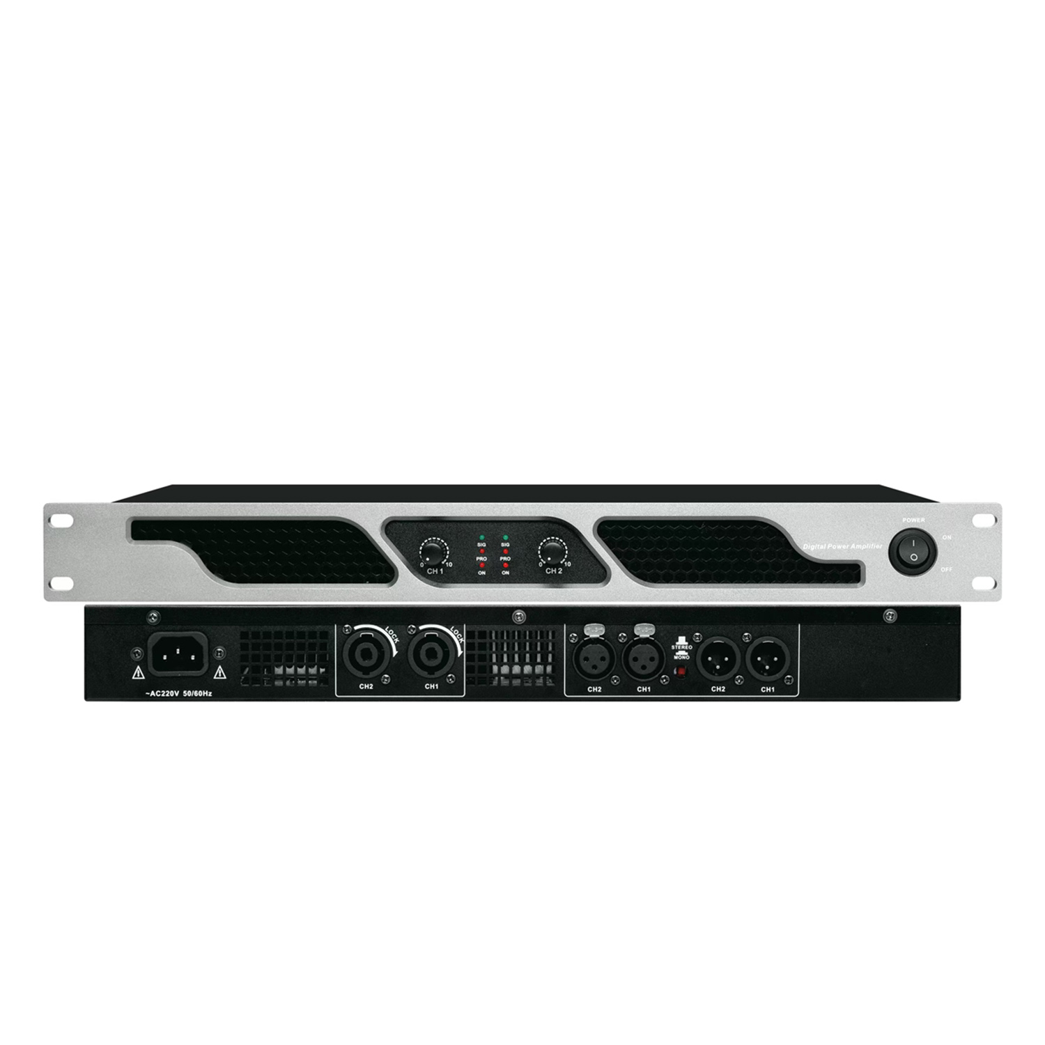 DB-250 four channel digital power amplifier view 1