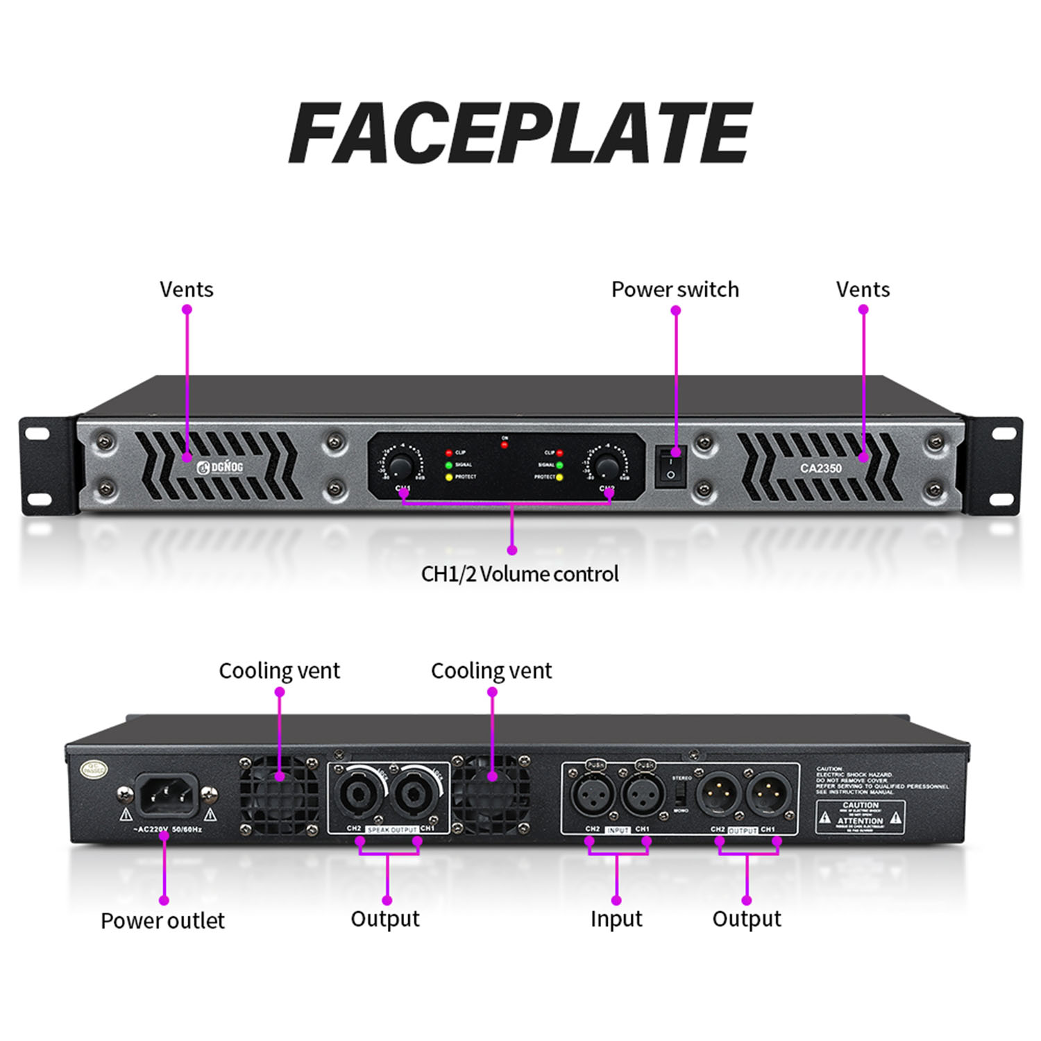 CA2450 four channel digital power amplifier view 4