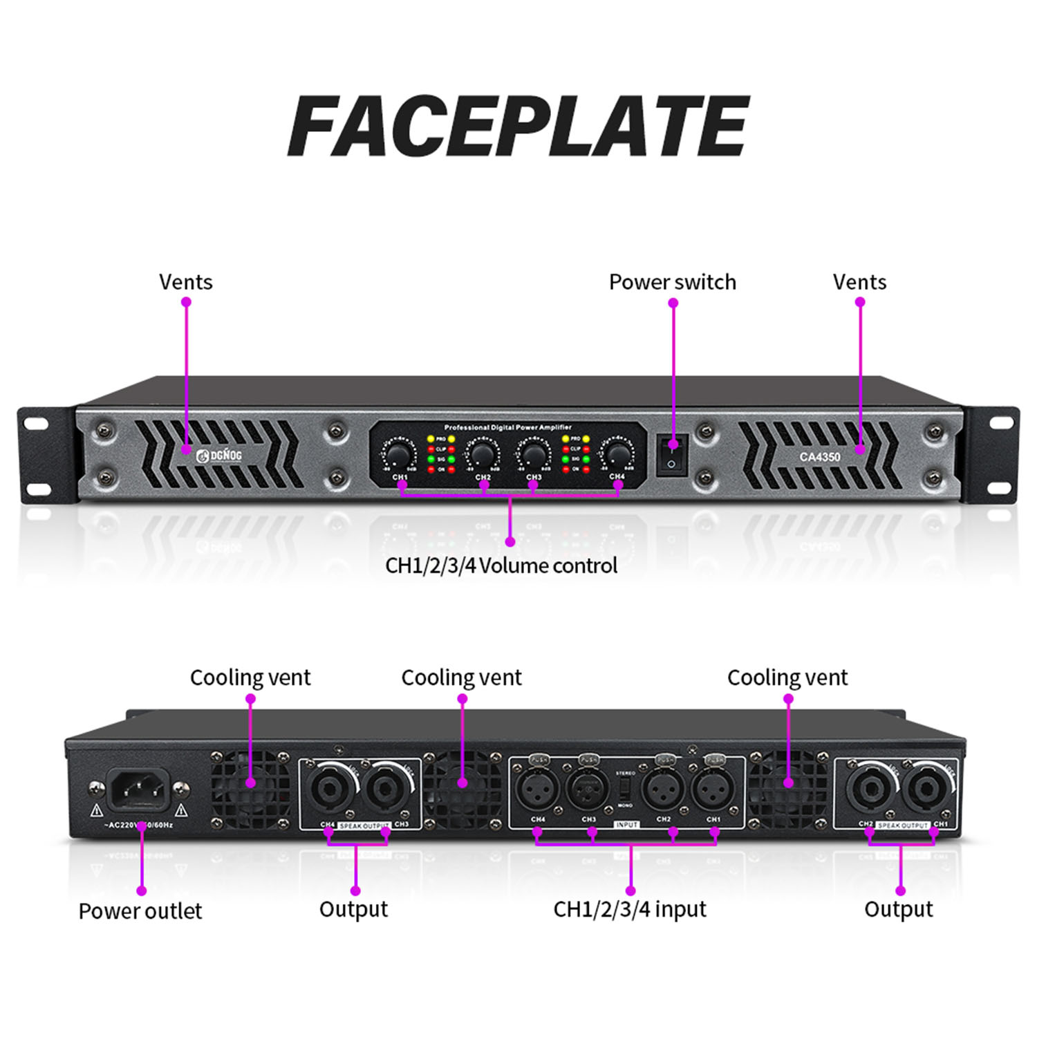 CA4450 four channel digital power amplifier view 4