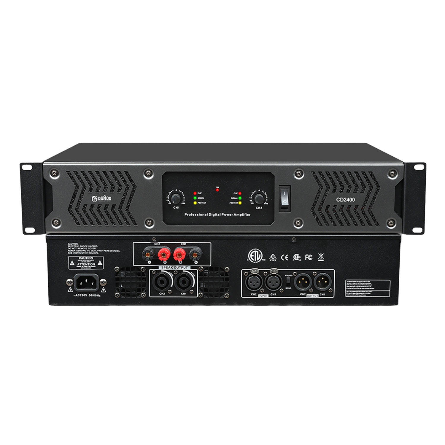 CD2400 four channel digital power amplifier view 1
