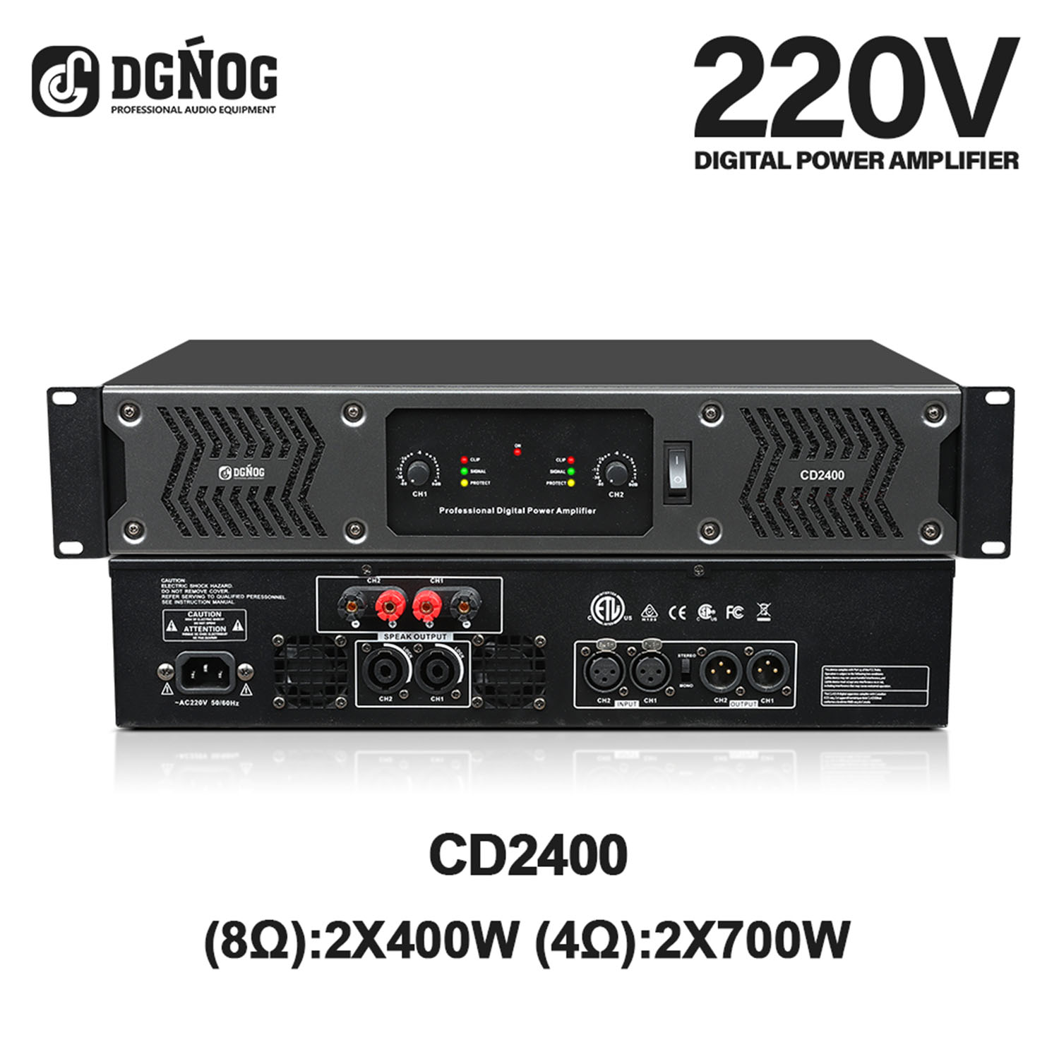 CD2400 four channel digital power amplifier view 2