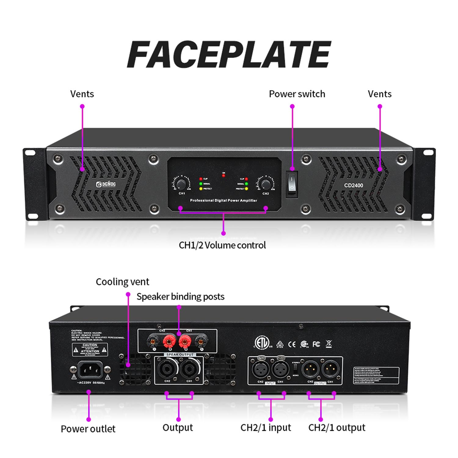CD2600 four channel digital power amplifier view 4