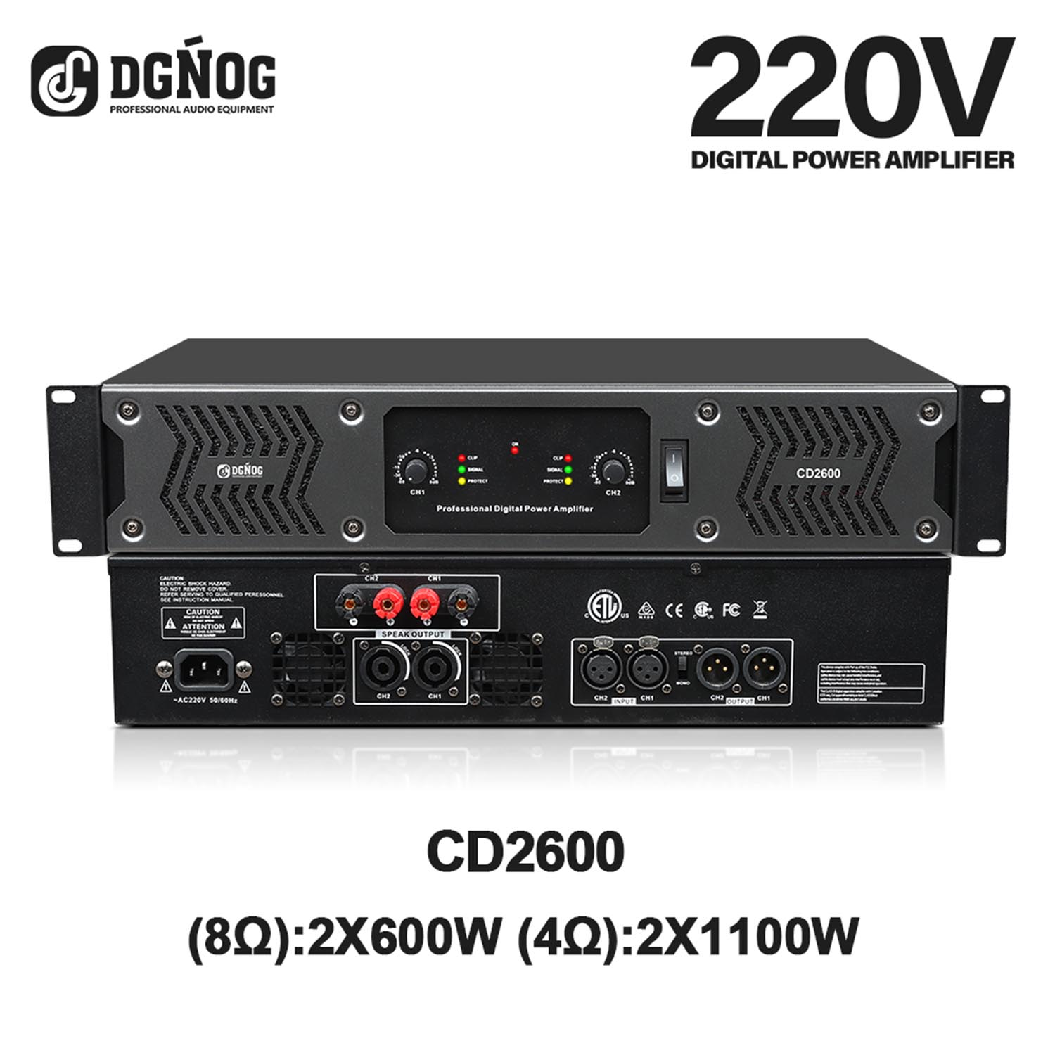 CD2600 four channel digital power amplifier view 2