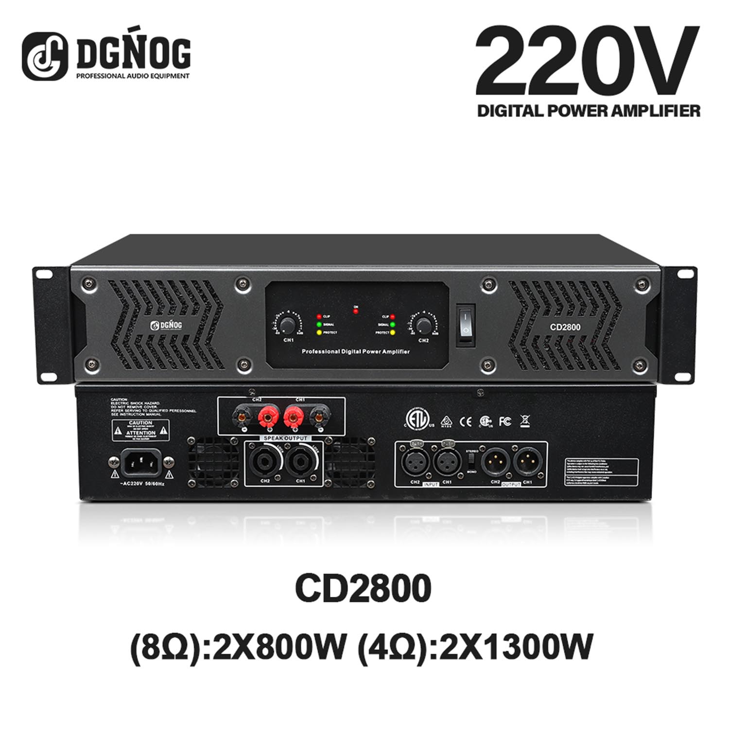 CD2800 four channel digital power amplifier view 2