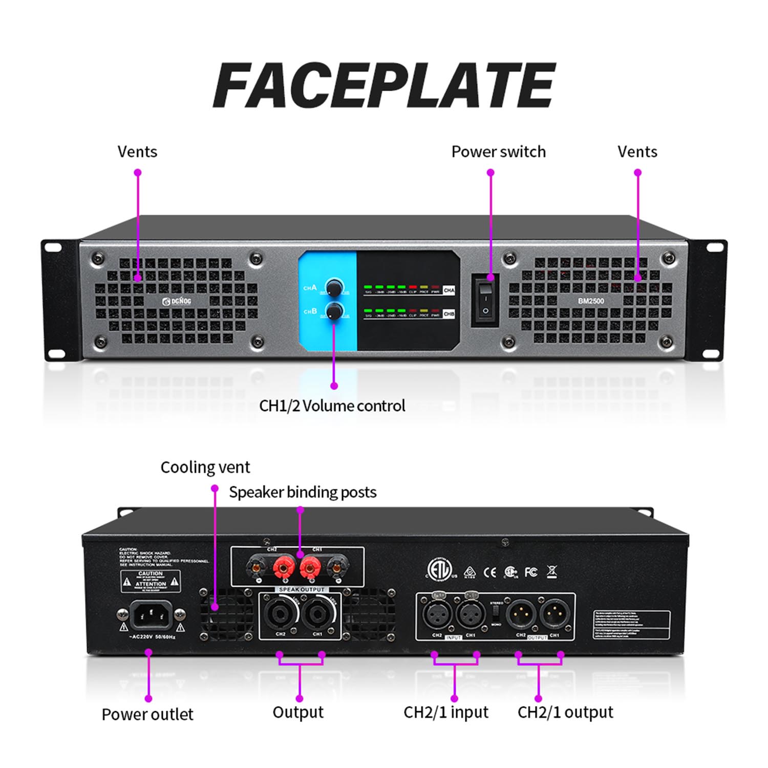 BM2500 digital power amplifier view 4