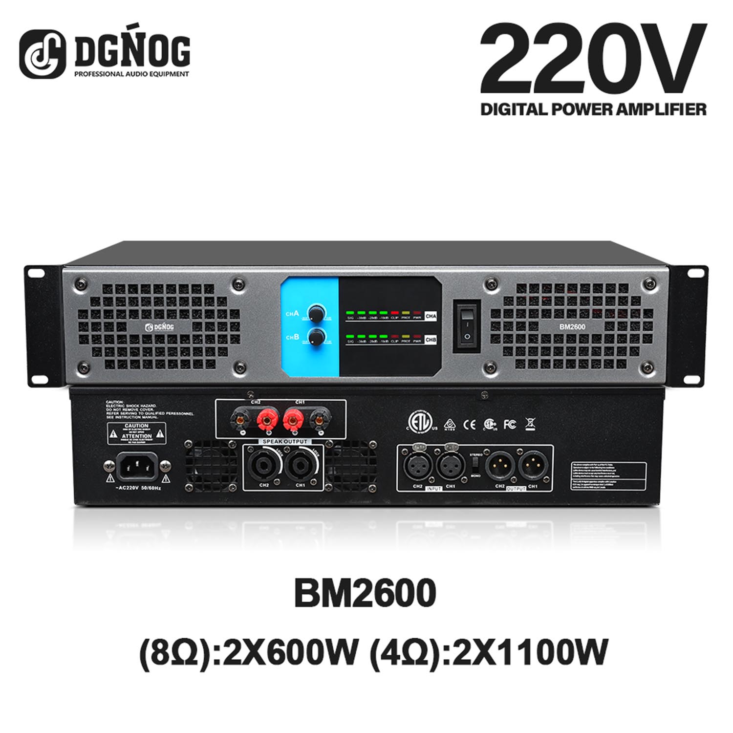 BM2600 digital power amplifier view 2