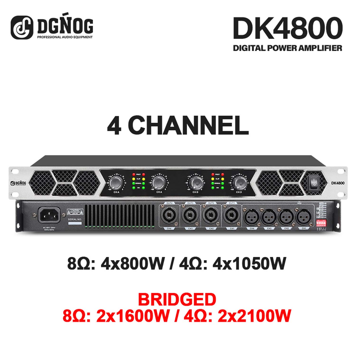 DK4800 four channel professional amplifier view 2
