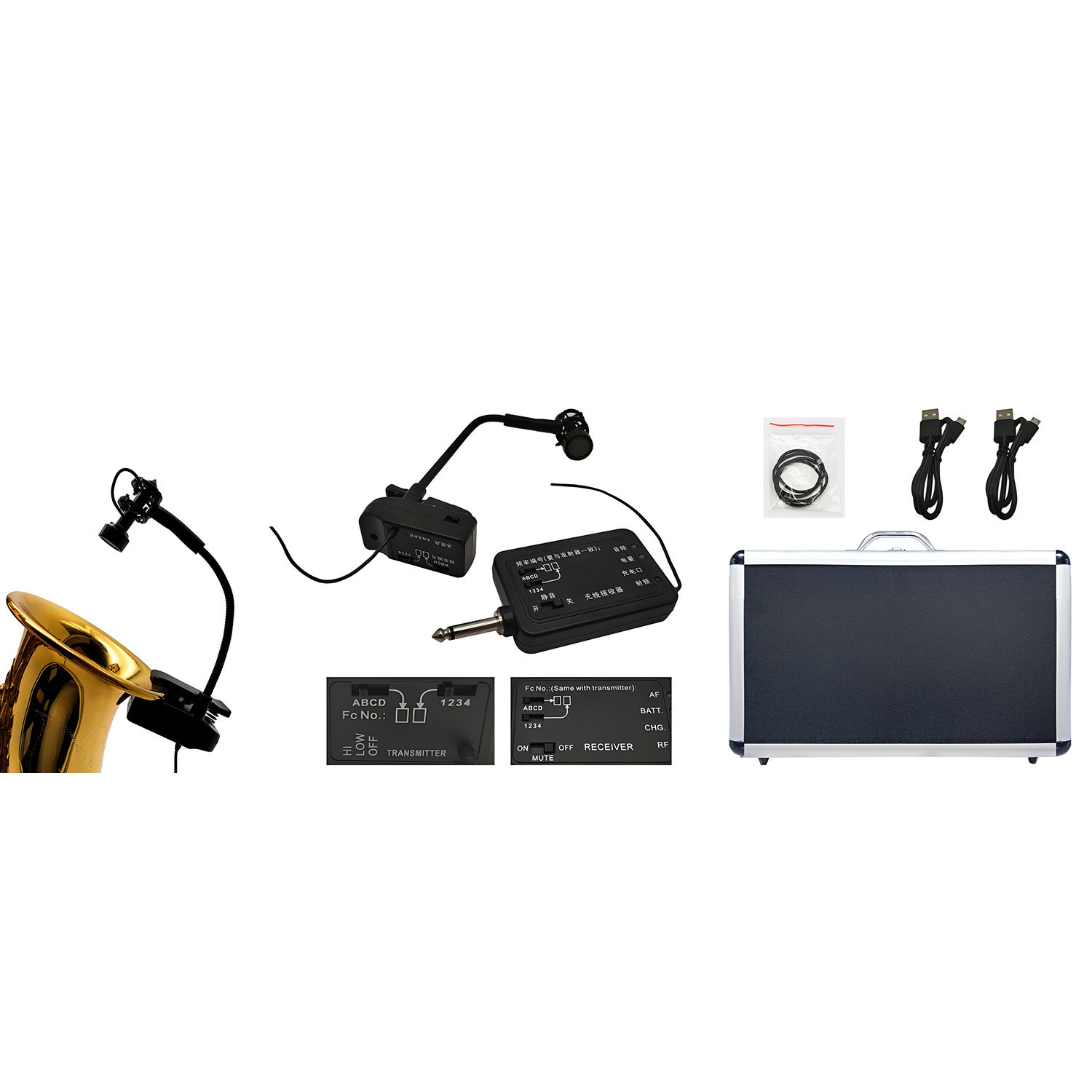 S-908 UHF wireless saxophone microphone view 1