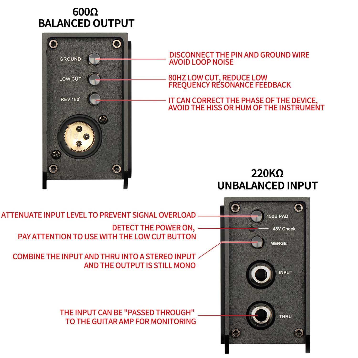 DI-48 active 48V DI box view 3