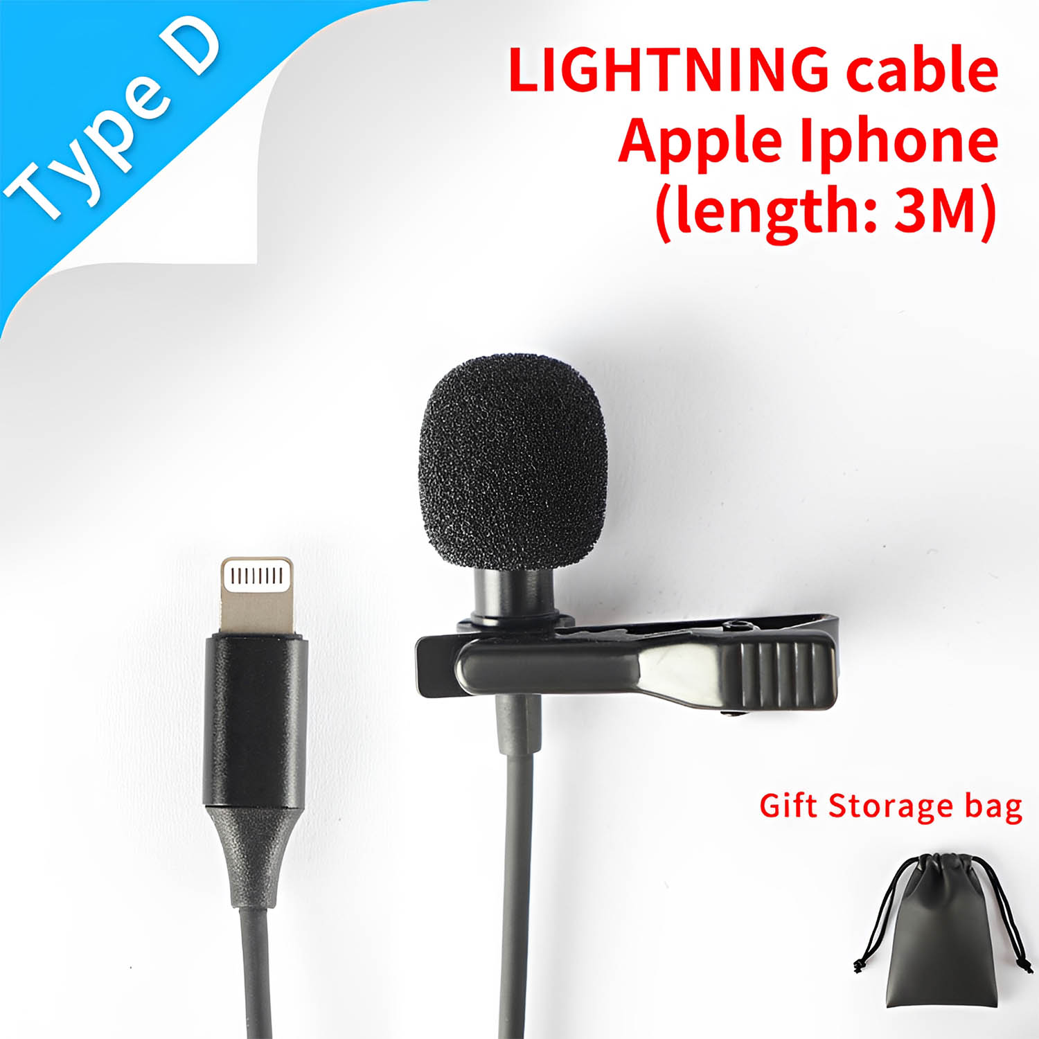 BY-M2iOS Lightning lavalier microphone view 2