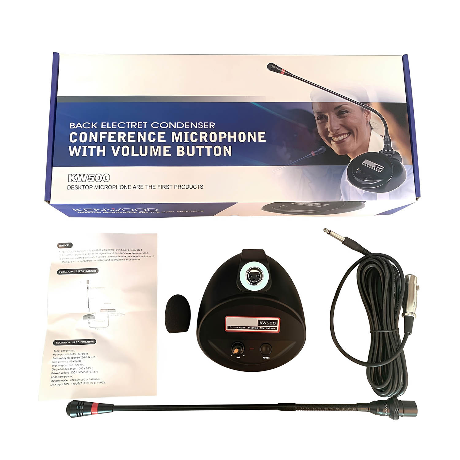 KW500 ultra-cardioid conference microphone view 4