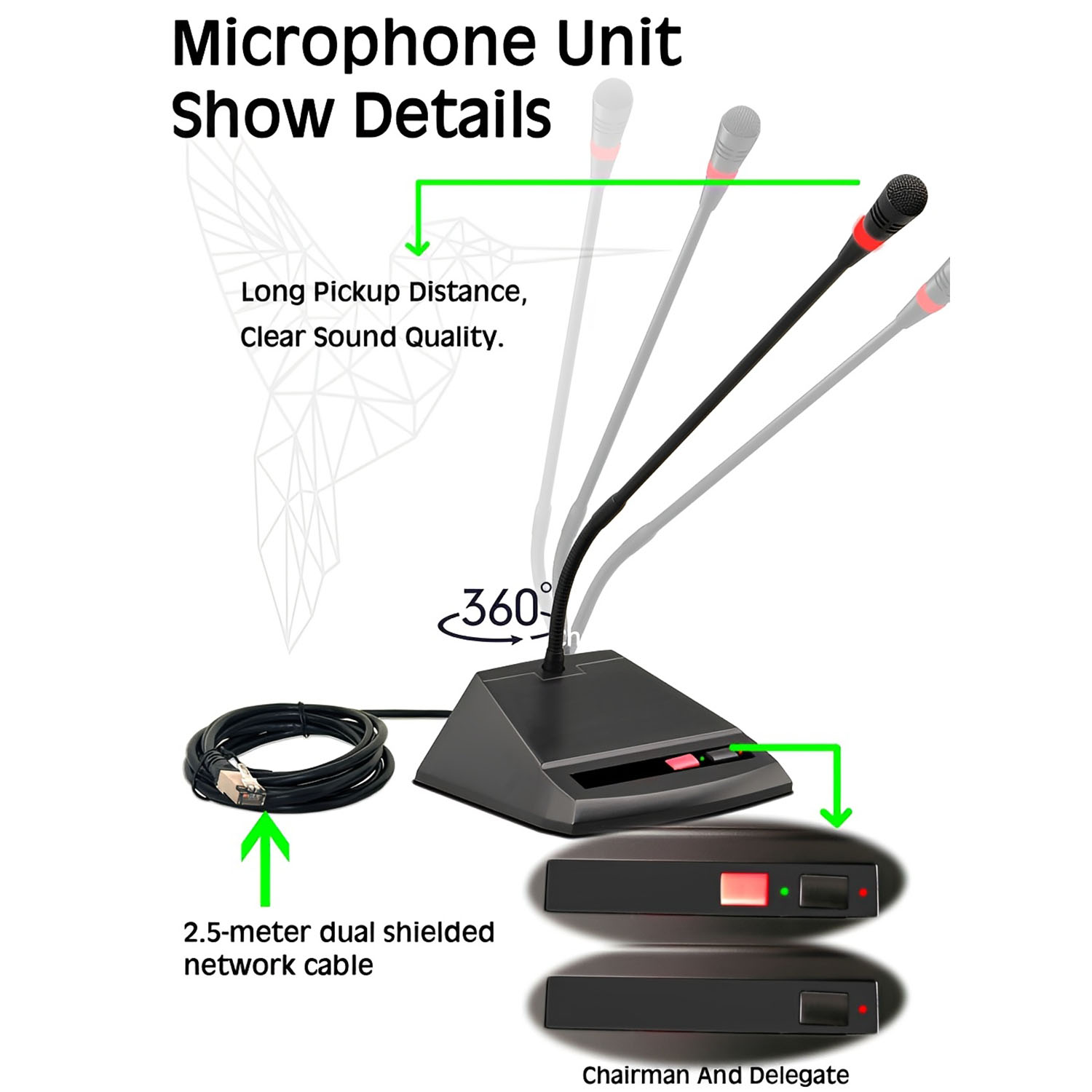 MH-900C wired conference microphone unit view 2