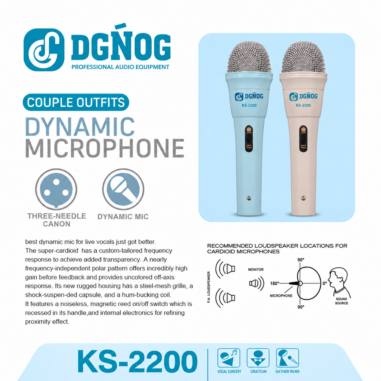 DGNOG KS-2200 blue wired microphone package