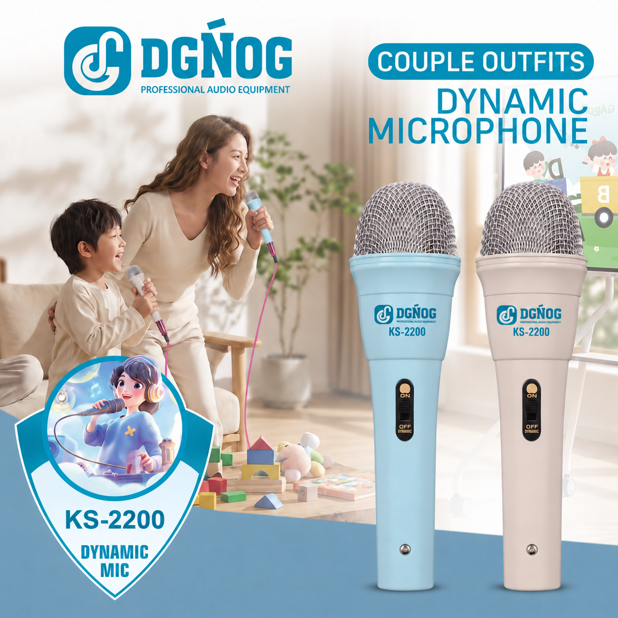 DGNOG KS-2200 microphone and 4 m orange cable