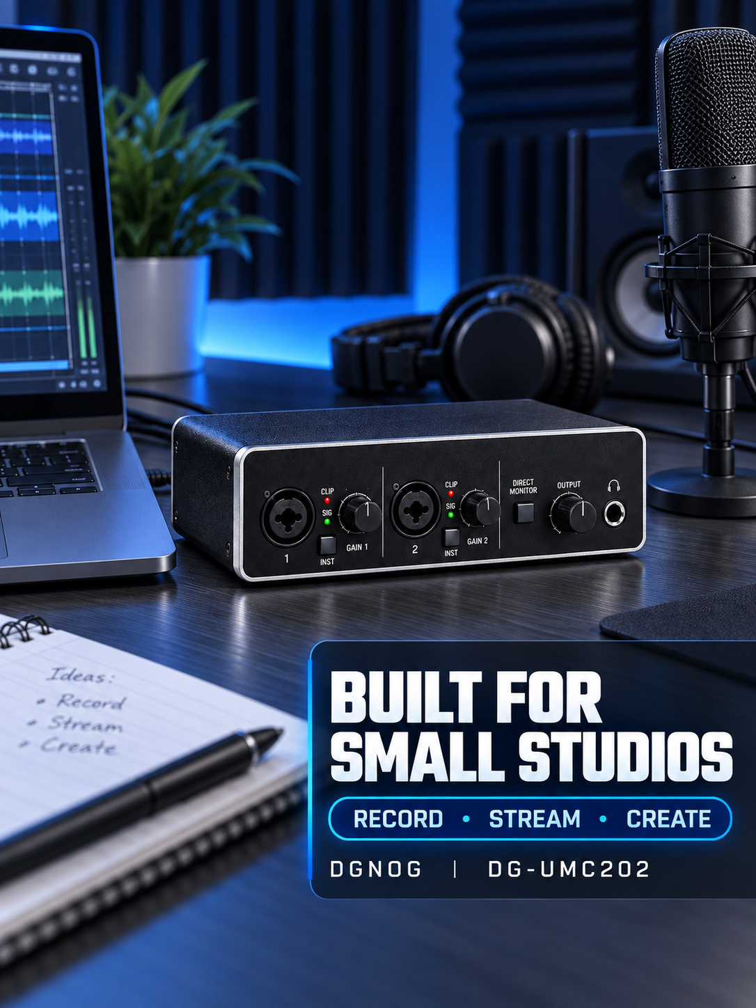 DGNOG DG-UMC202 2-In/2-Out USB Audio Interface product view